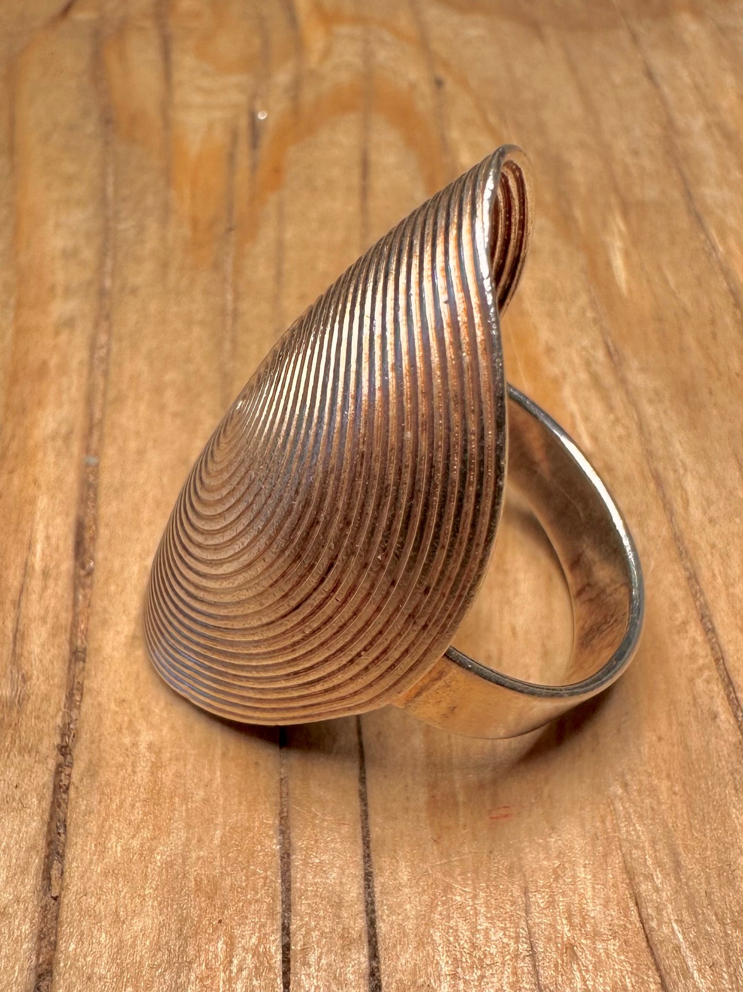 Vintage Long Spiral 925 Sterling Silver Size U Ring