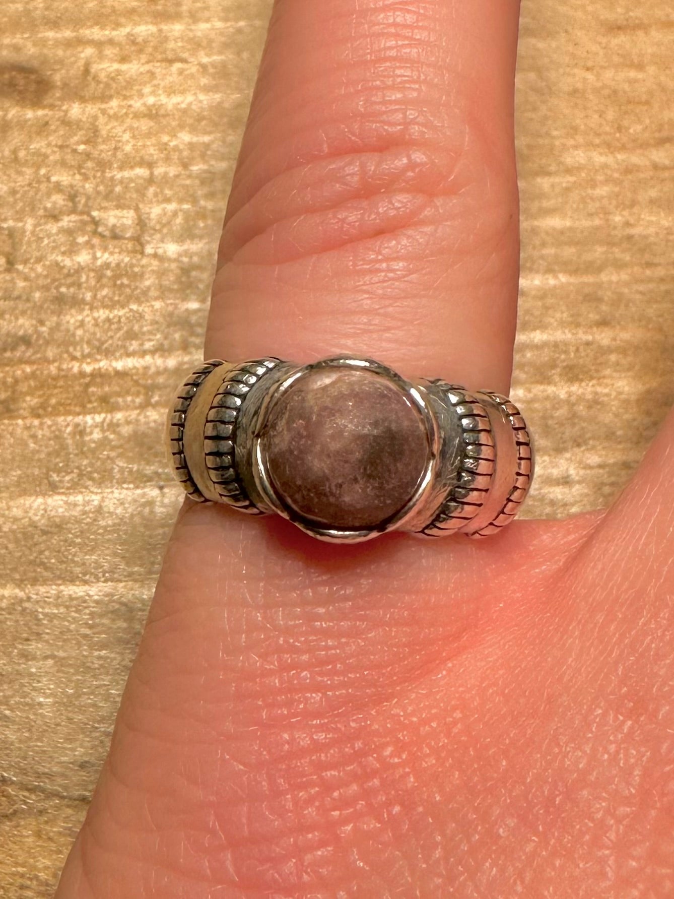 Vintage Brown Agate Tribal 925 Silver Size M Ring