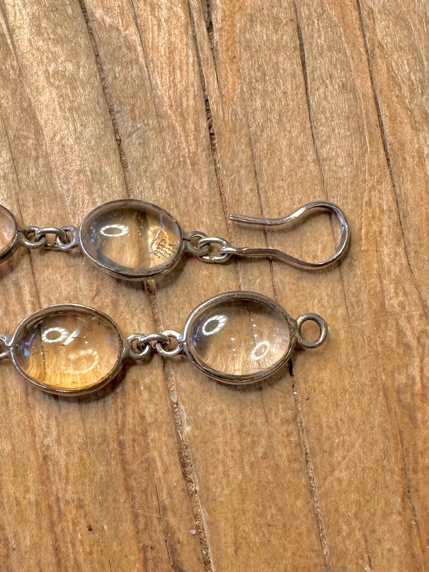 Vintage Quarts Oval Link 925 Sterling Silver 8 inch Bracelet