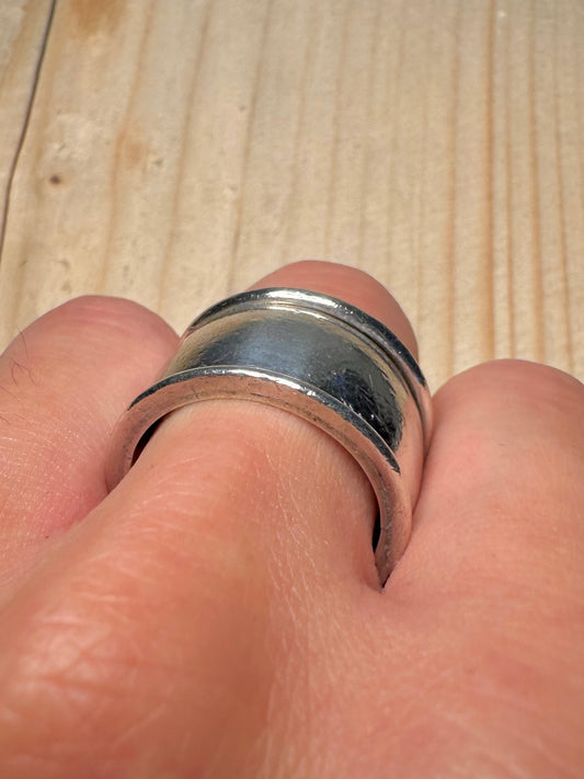 Chunky Heavy Spinner Band 925 Sterling Silver Size T Ring