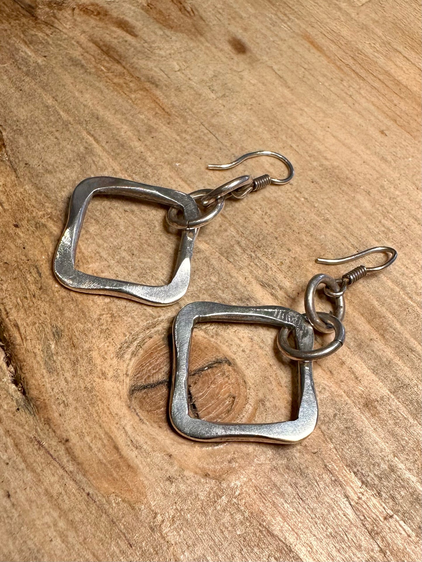 Abstract Square Dangle 925 Silver Earrings