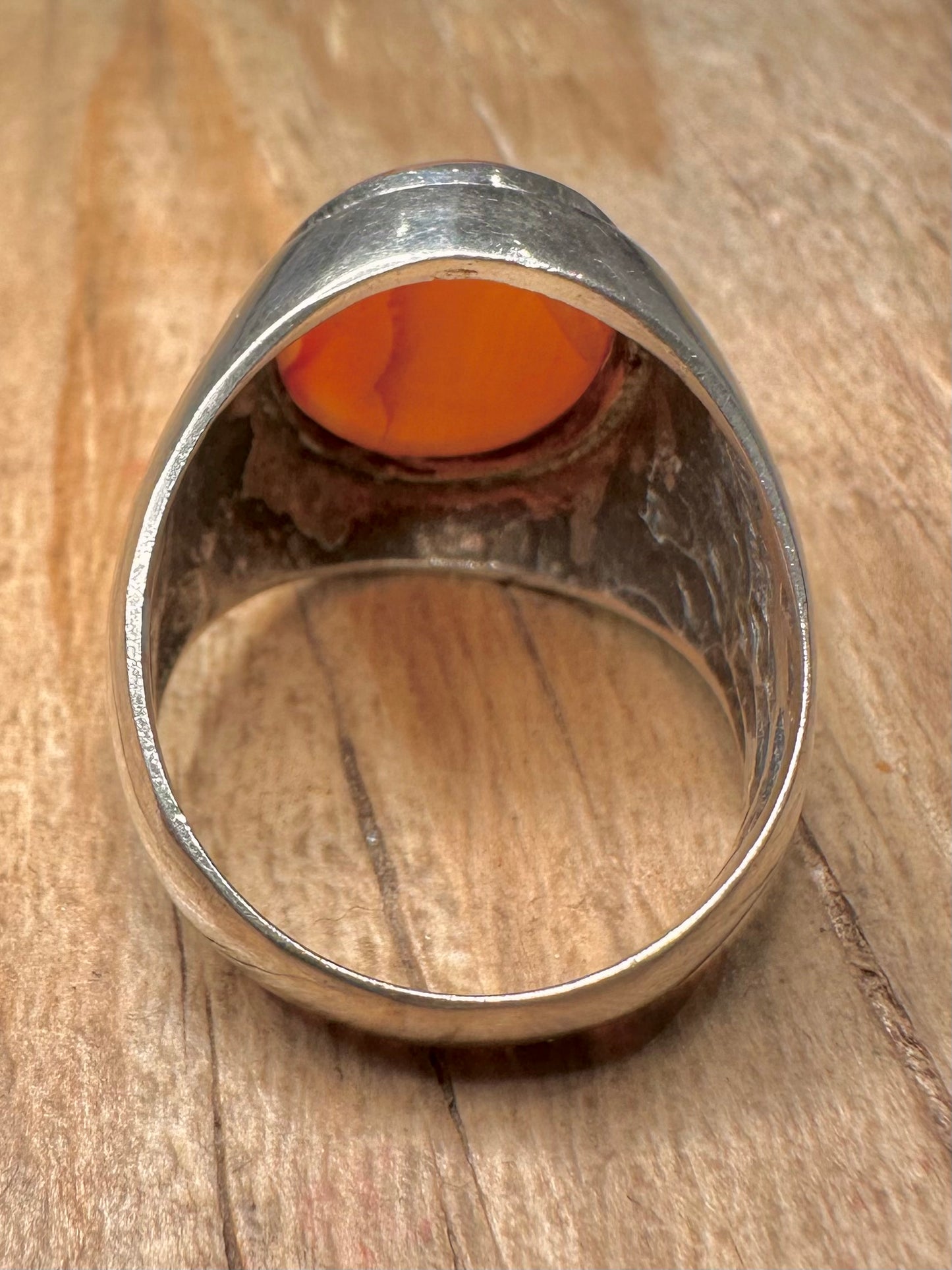 Vintage Banded Agate Sultan Intaglio 925 Sterling Silver Size T1/2 Ring