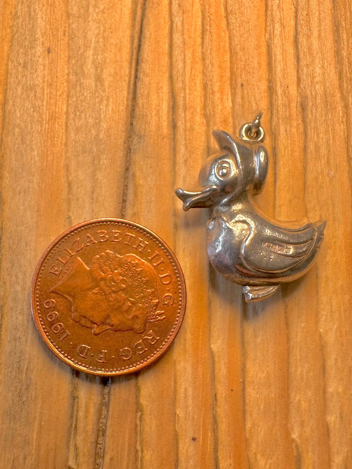 Vintage 1976 Duck 925 Sterling Silver Charm Pendant