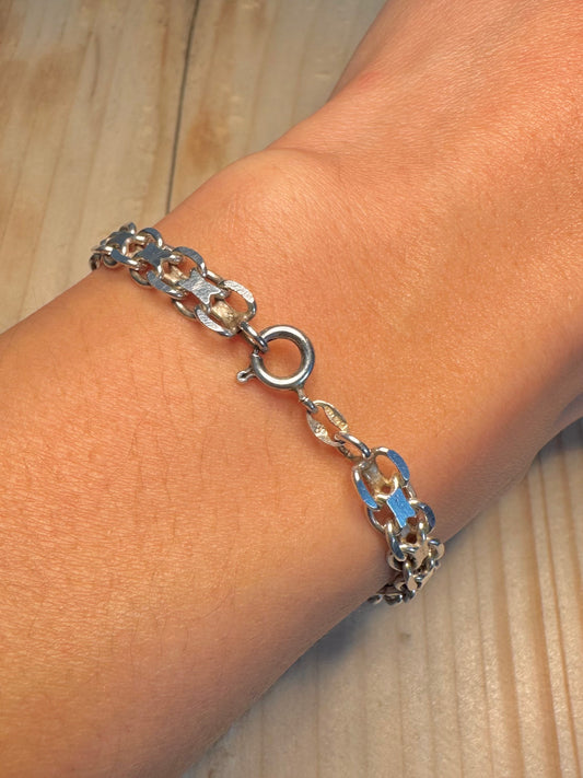 Flat Multi Link 925 Sterling Silver 7.25 inch Bracelet