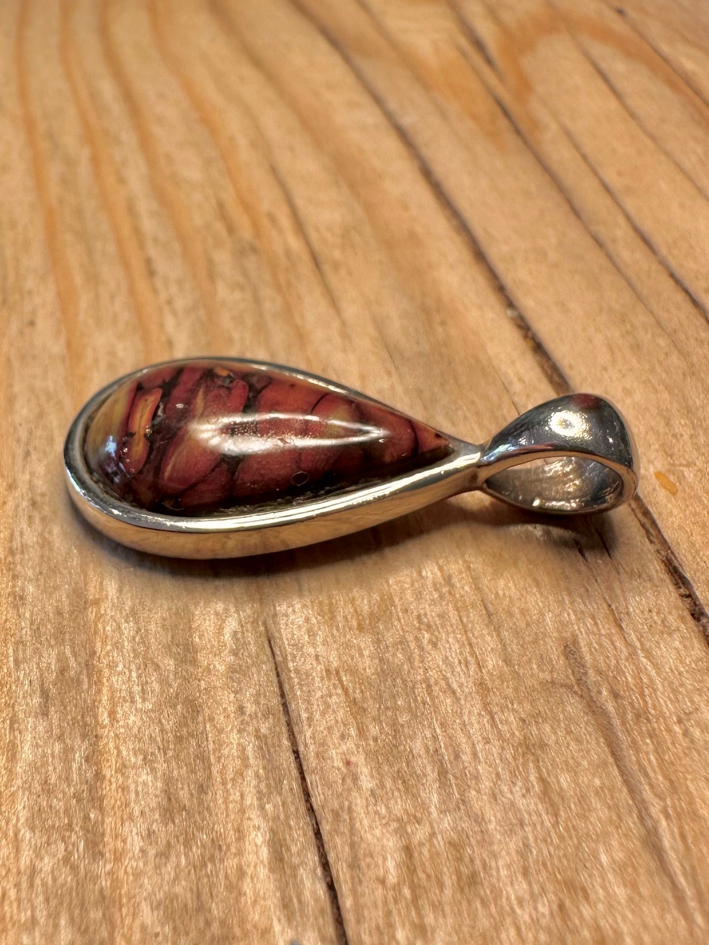 Vintage Jasper Teardrop 925 Sterling Silver Pendant