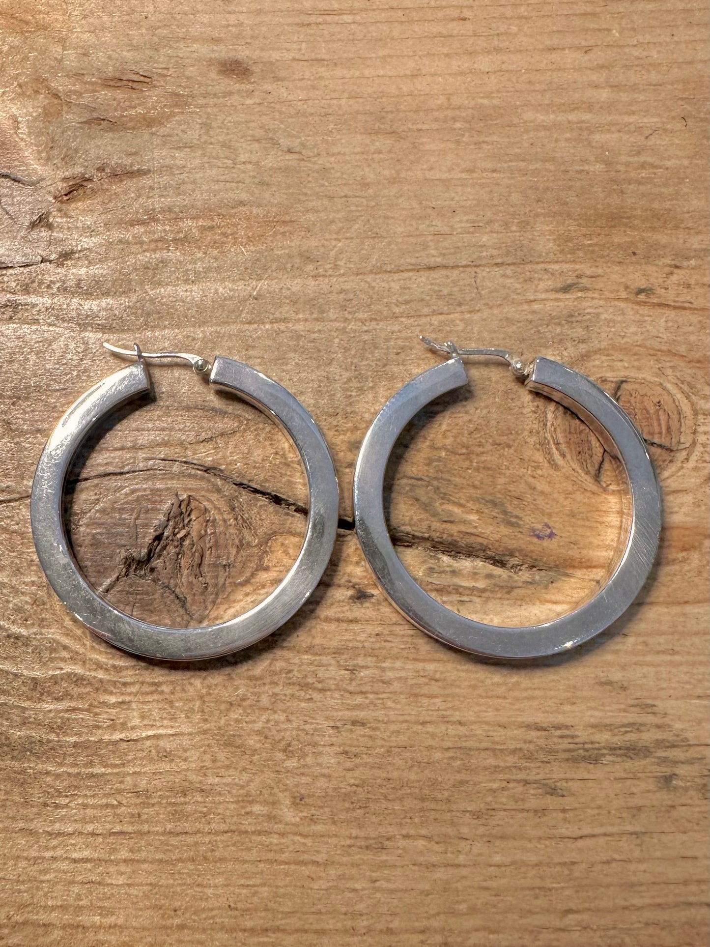 Vintage Chunky Hoops 925 Silver Earrings