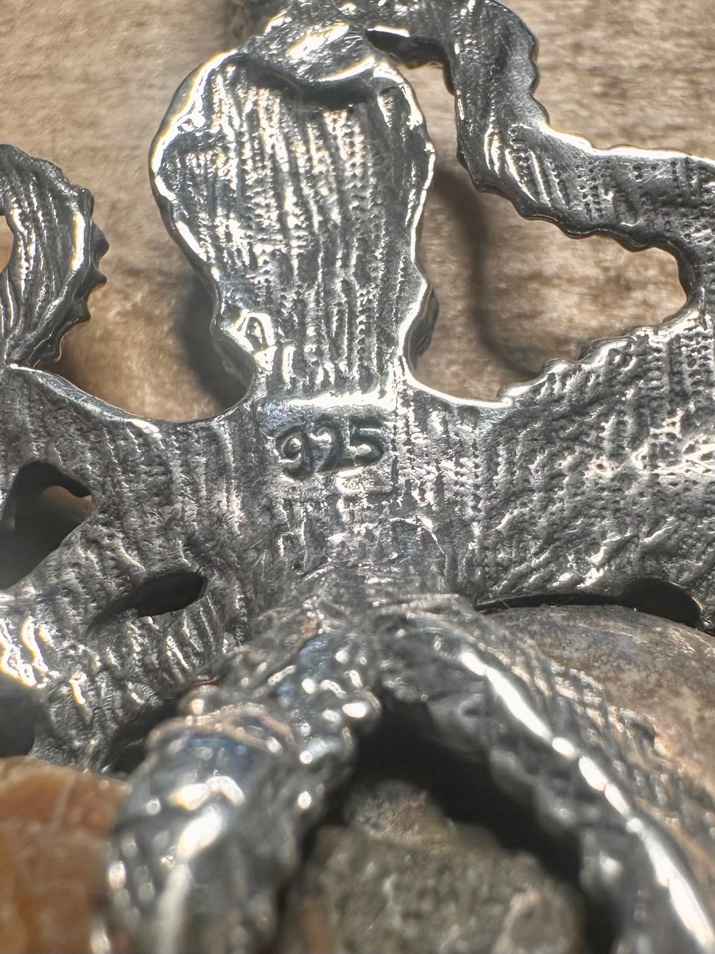 Vintage Octopus Ammonite 925 Silver Pendant