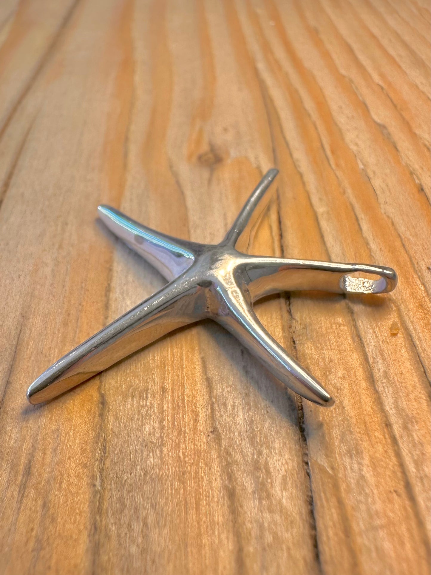 Modernist Star Fish 925 Sterling Silver Pendant