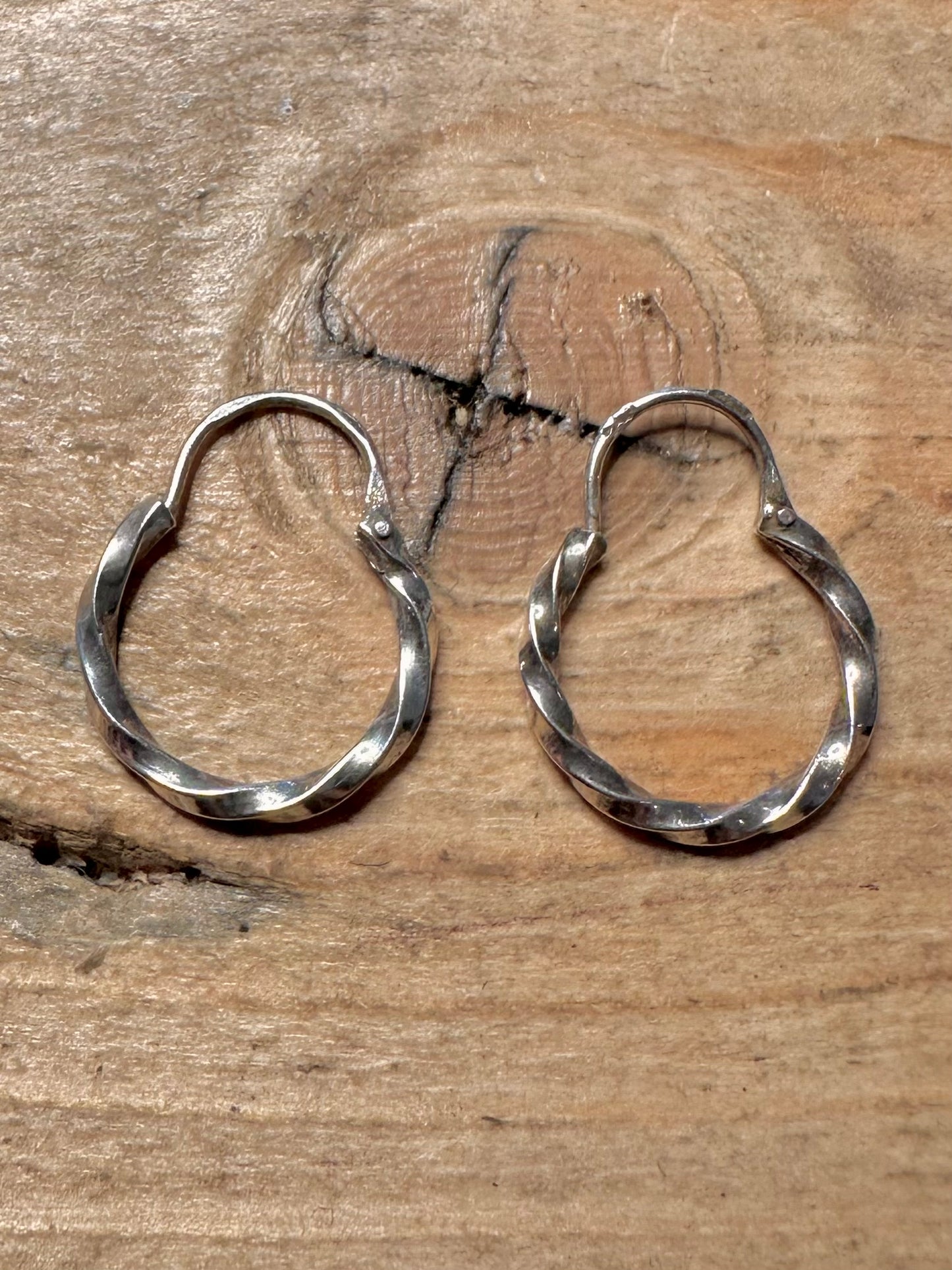 Vintage Twisted Hoops 925 Silver Earrings