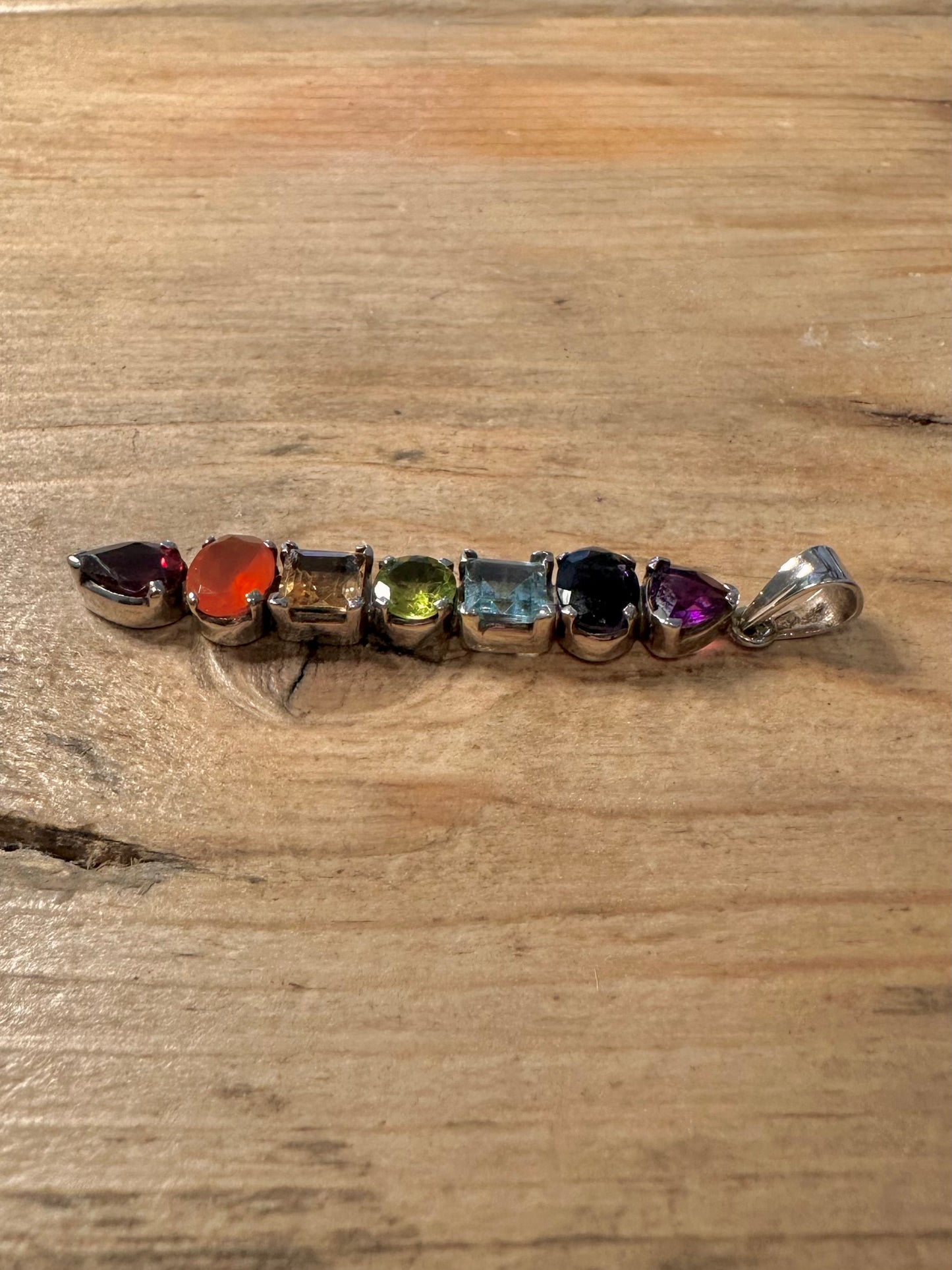 Multi Gemstone Chakra 925 Silver Pendant