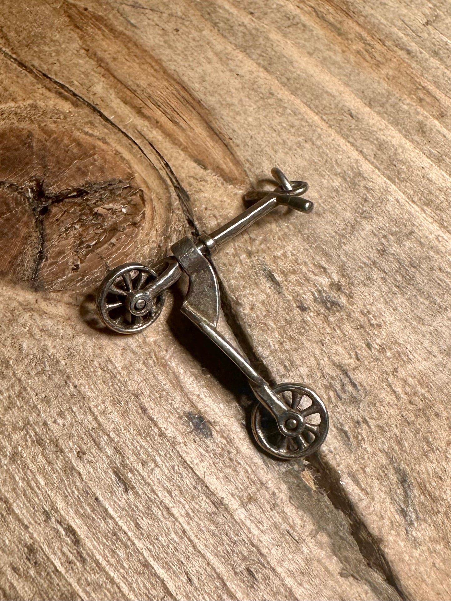 Vintage Articulated Moving Scooter 925 Silver Pendant