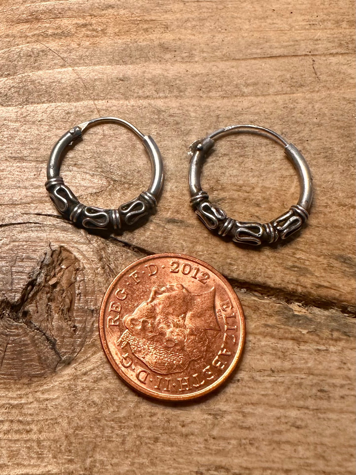 Vintage Tribal Hoops 925 Silver Earrings