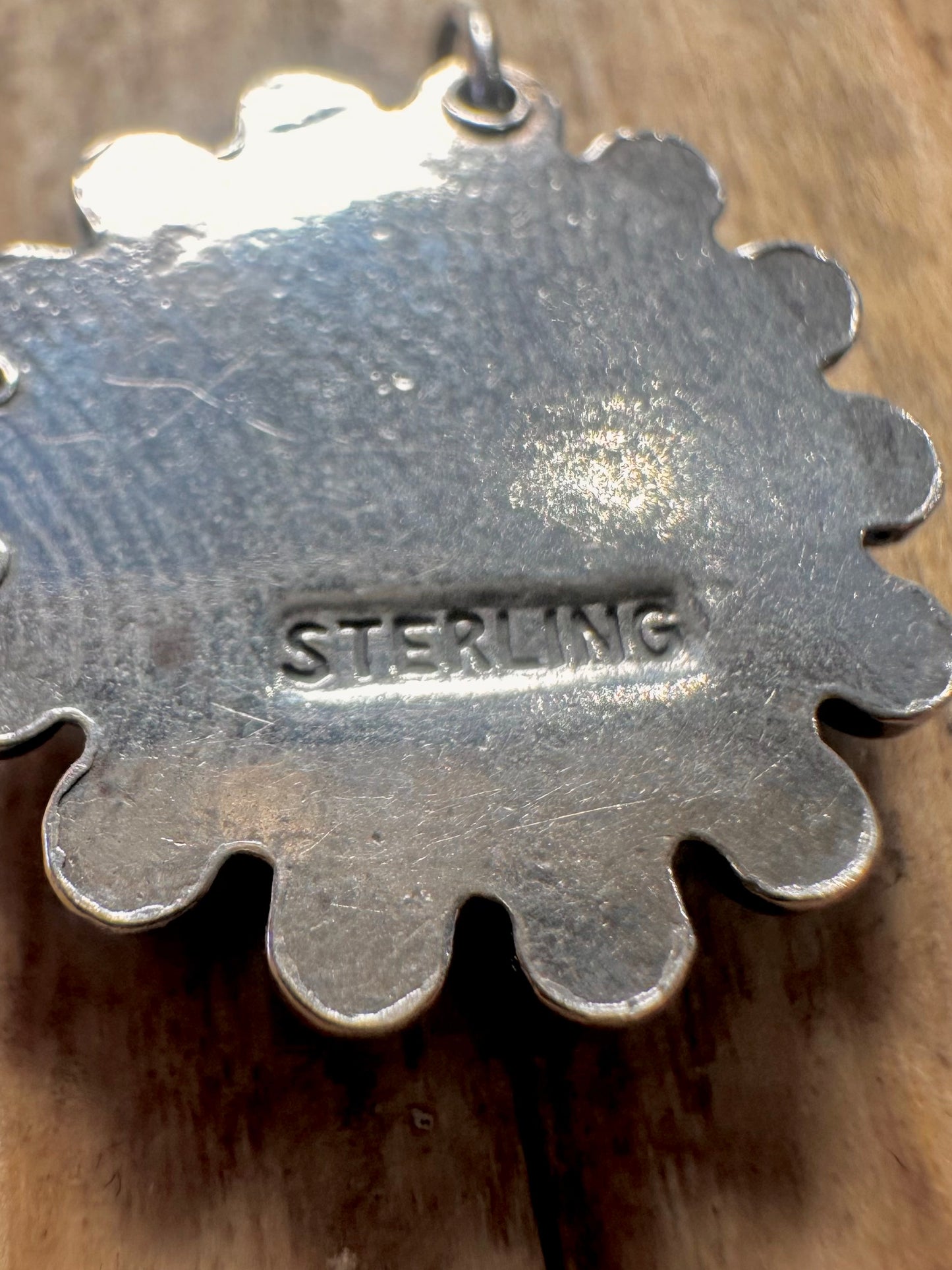 Vintage Southwestern Green Turquoise Ornate 925 Sterling Silver Pendant