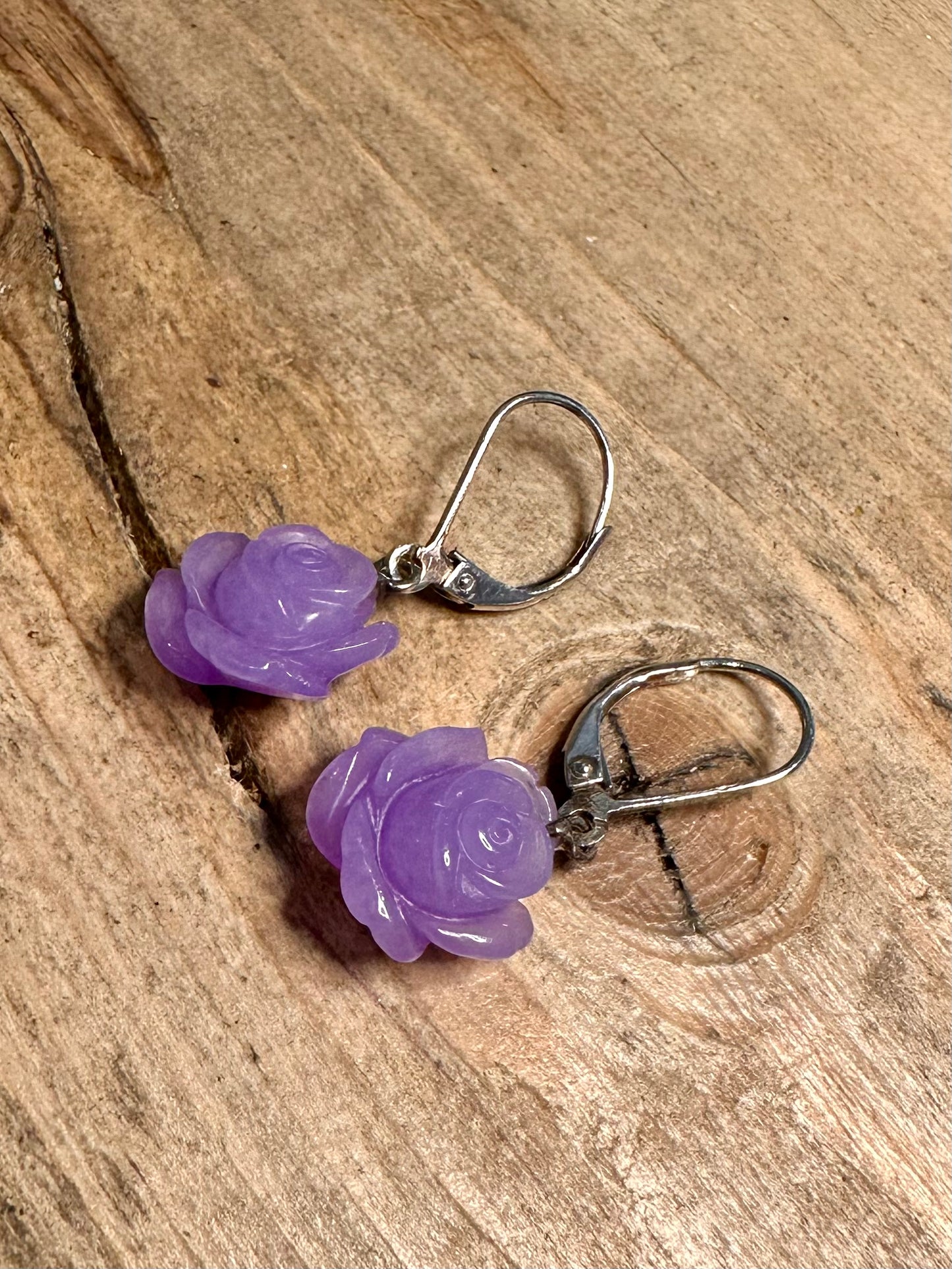 Modern Purple Flower 925 Silver Earrings