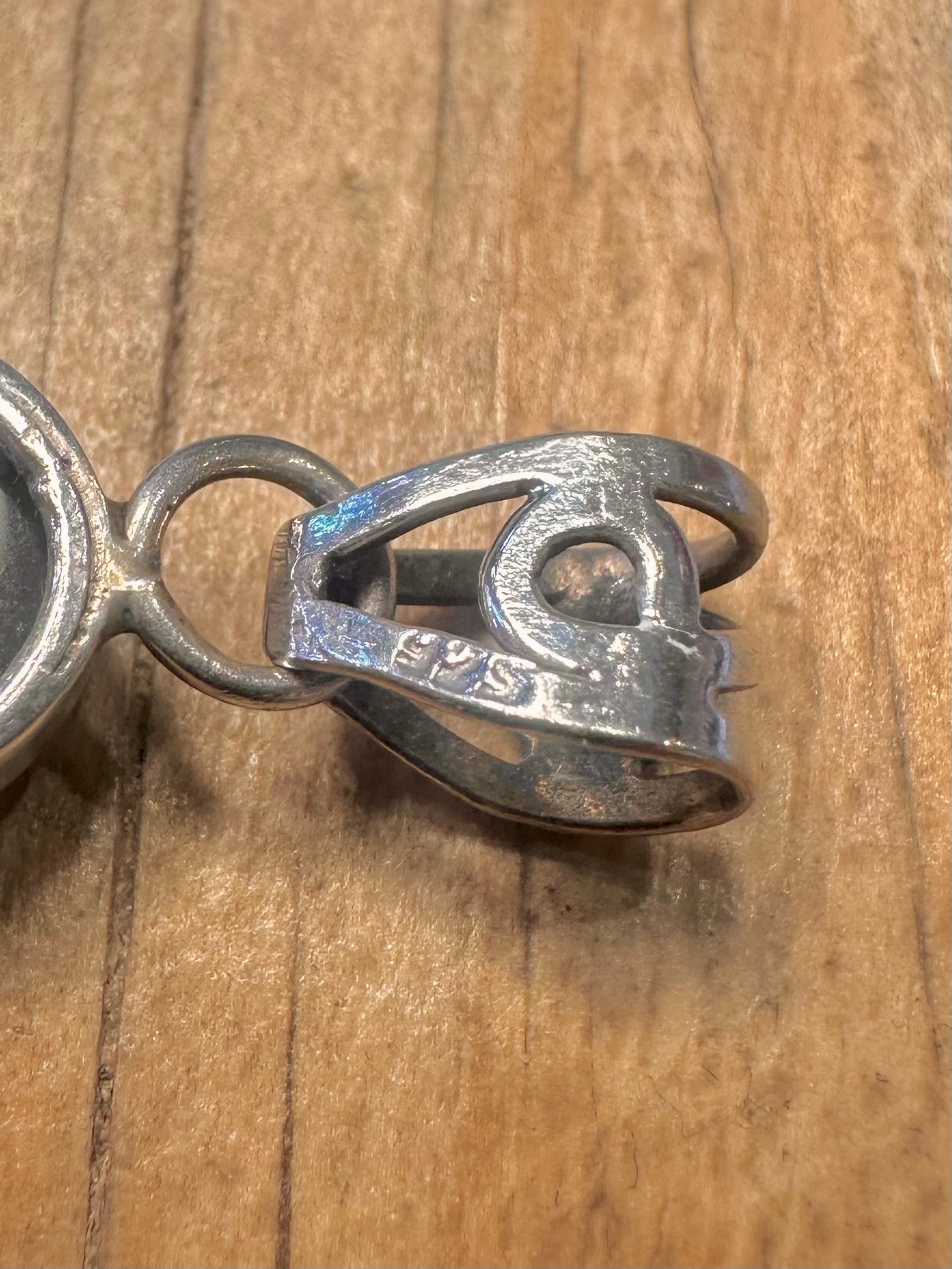Vintage Rot-Schwarz-Stein 925 Sterlingsilber Anhänger