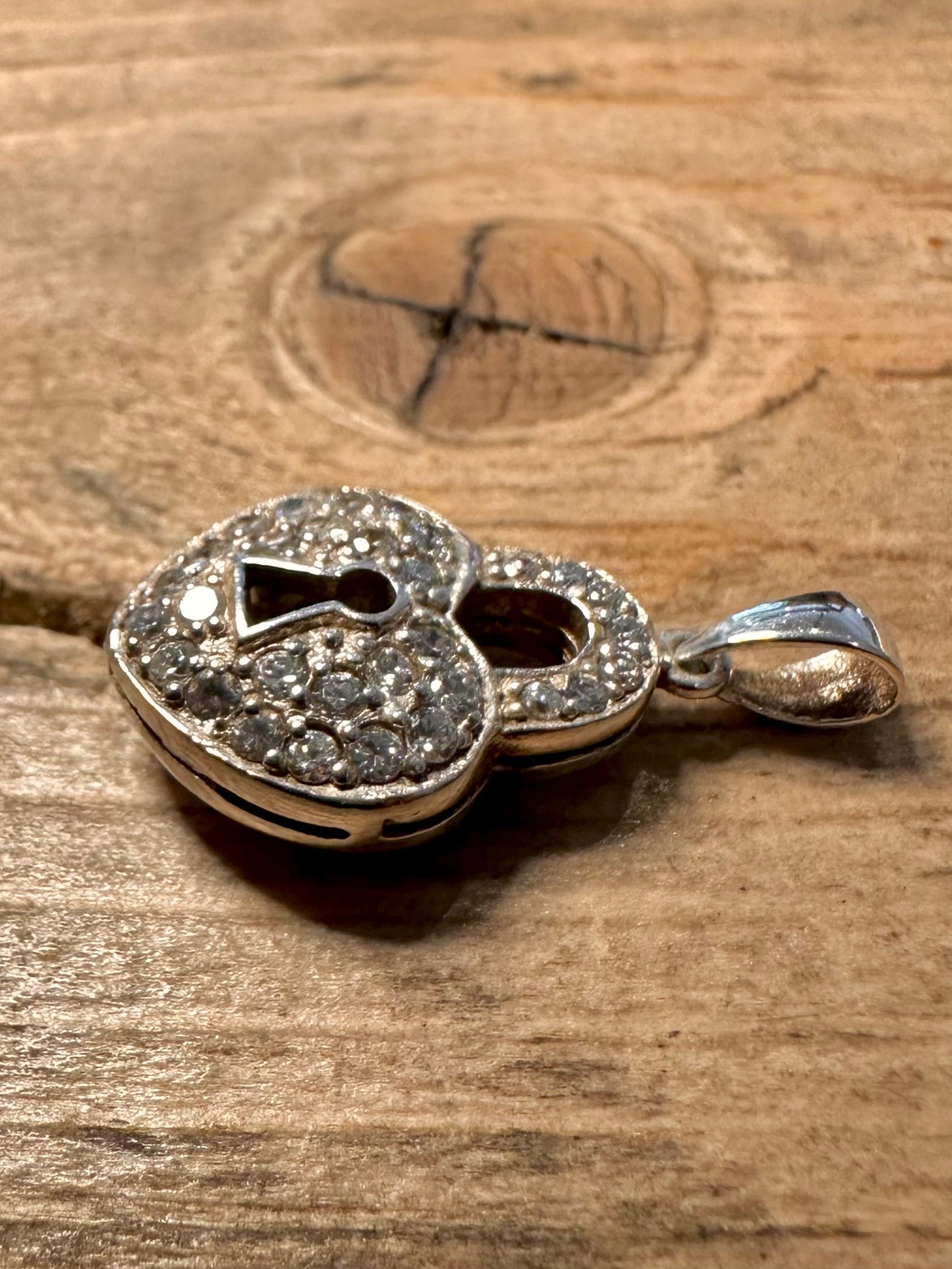 Modern CZ Padlock 925 Silver Pendant