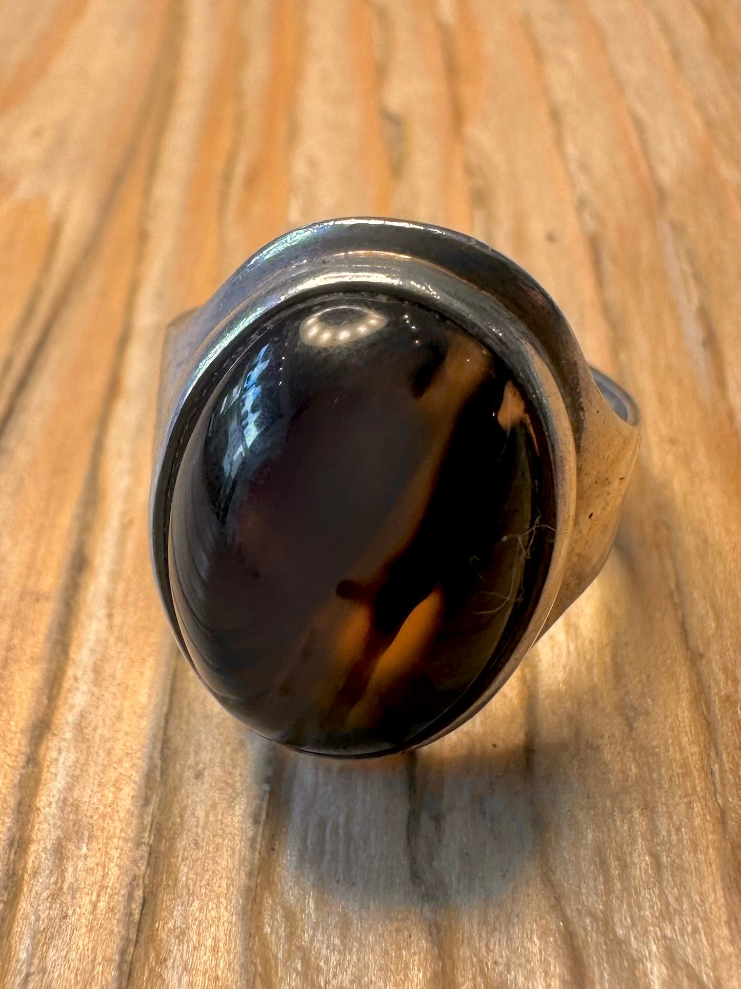 Vintage 1970 Blue Tigers Eye 925 Sterling Silver Size L1/2 Ring