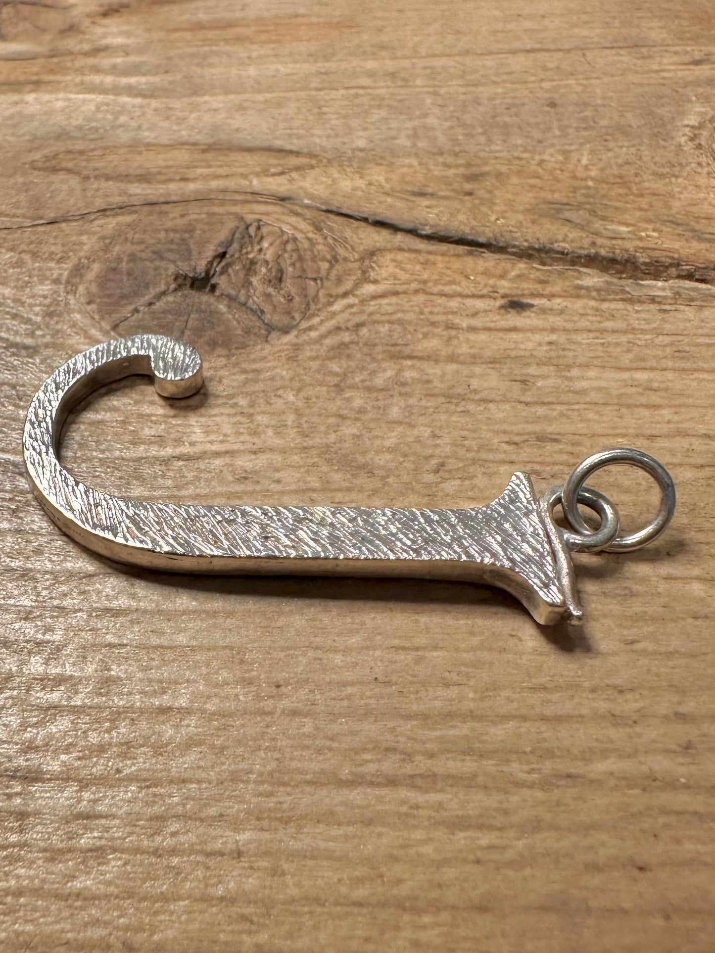 Vintage 1974 Textured J Letter 925 Silver Pendant