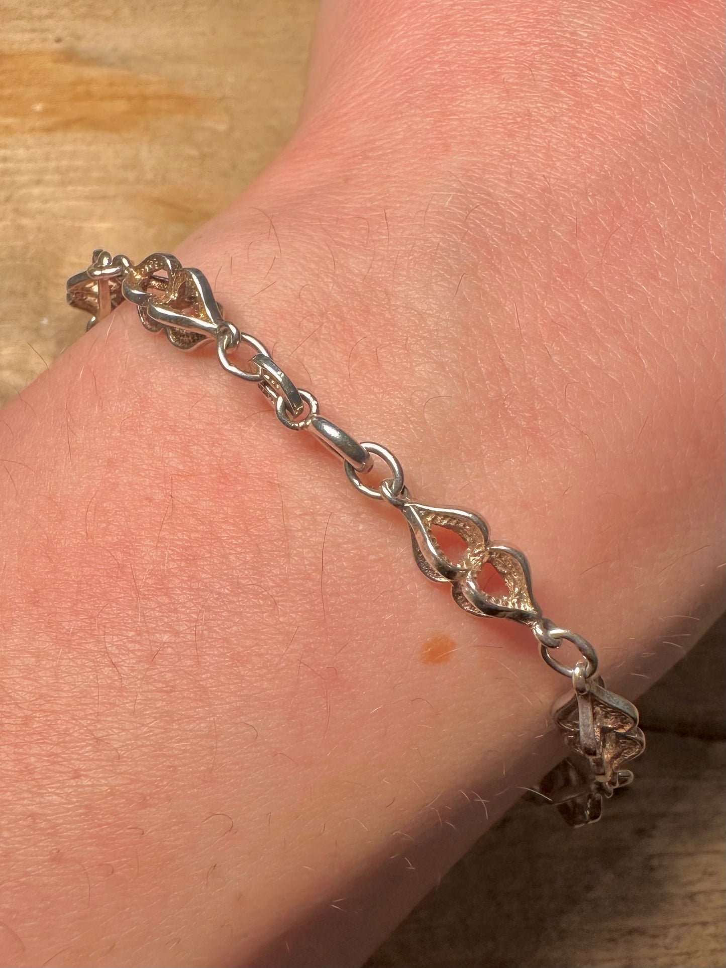 Vintage Abstract Mace Style 925 Silver 8 inch Bracelet