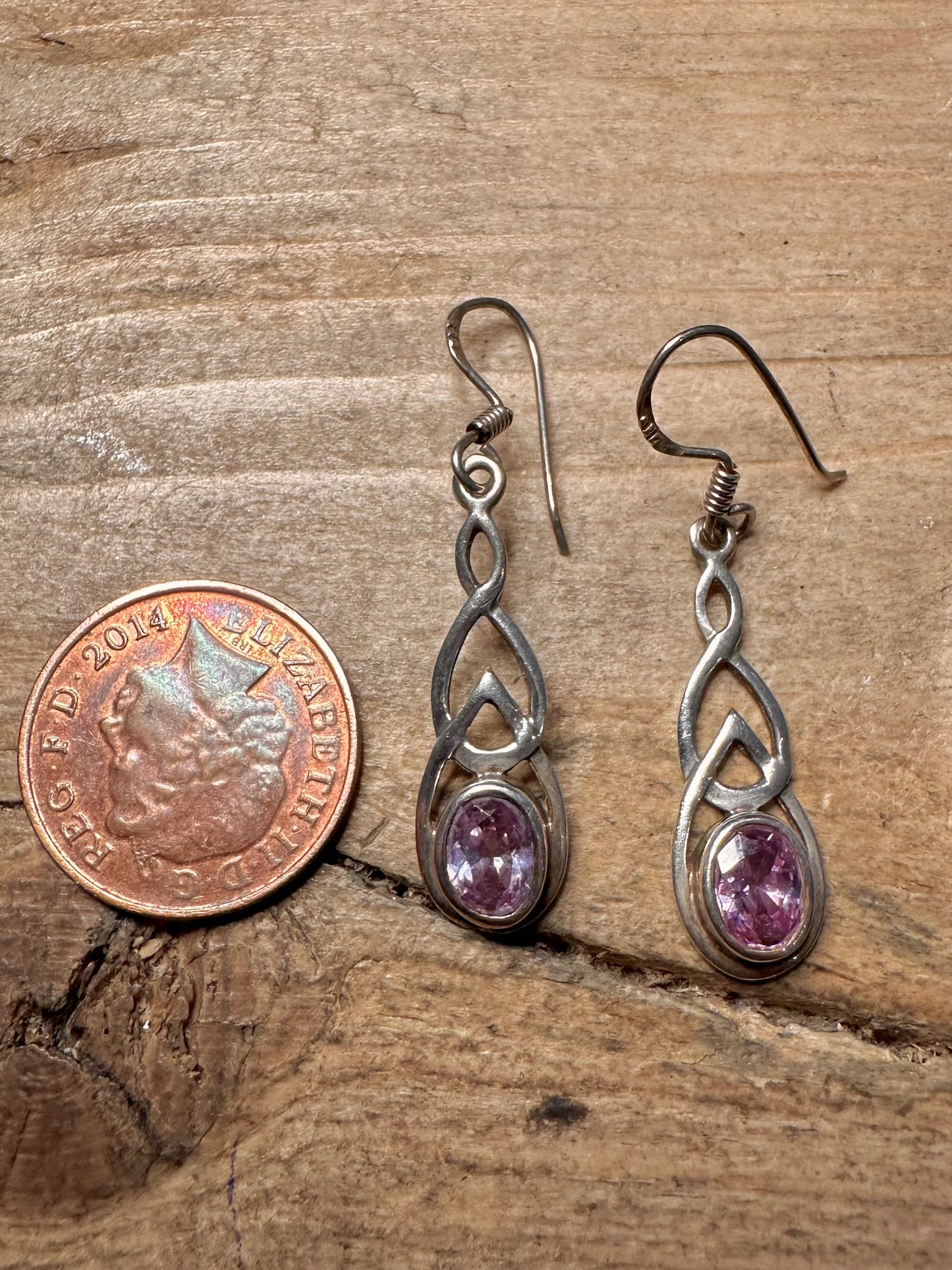 Vintage Amethyst Dangle 925 Silver Earrings