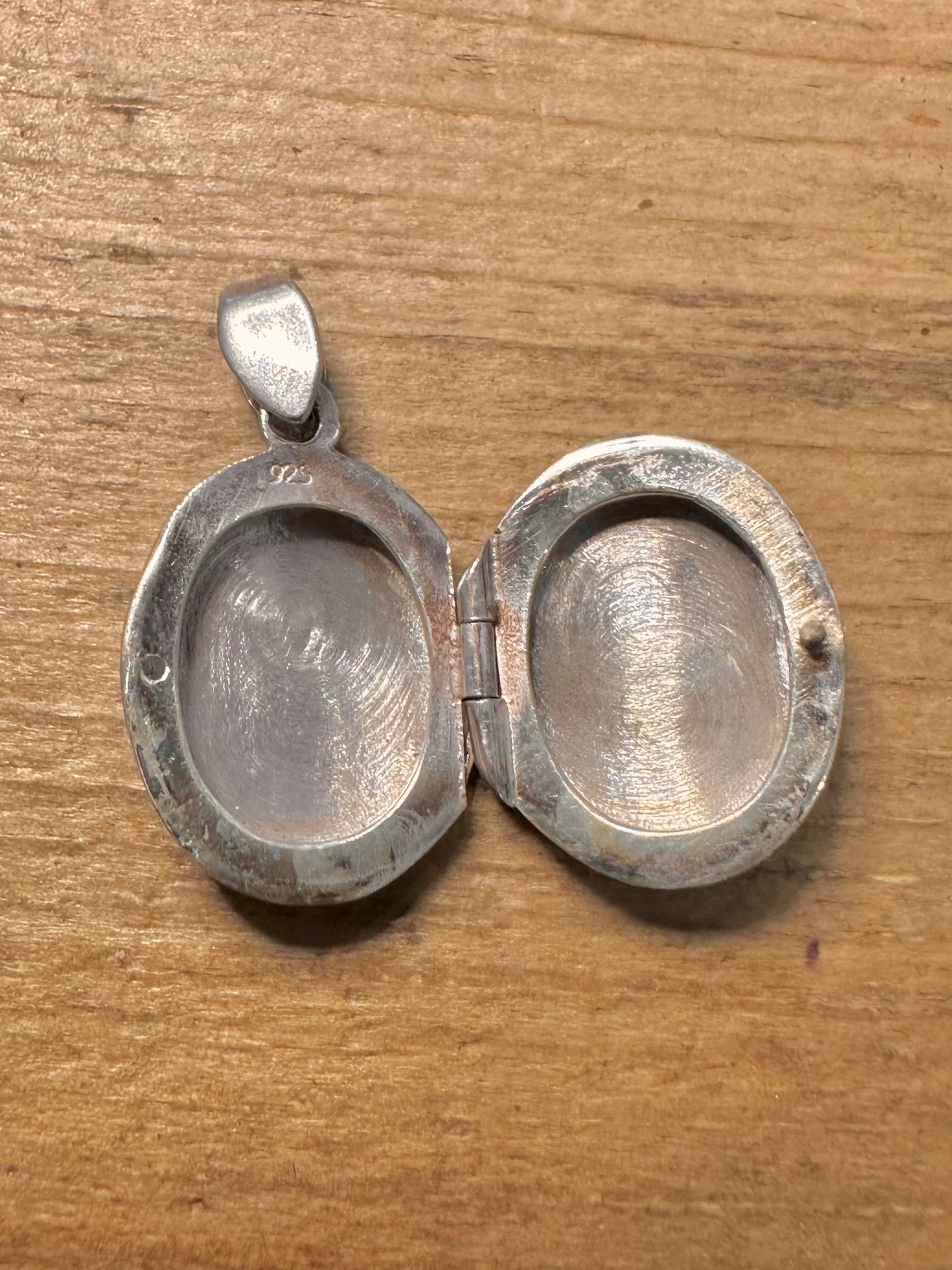 Vintage Engraved Oval 925 Silver Locket Pendant