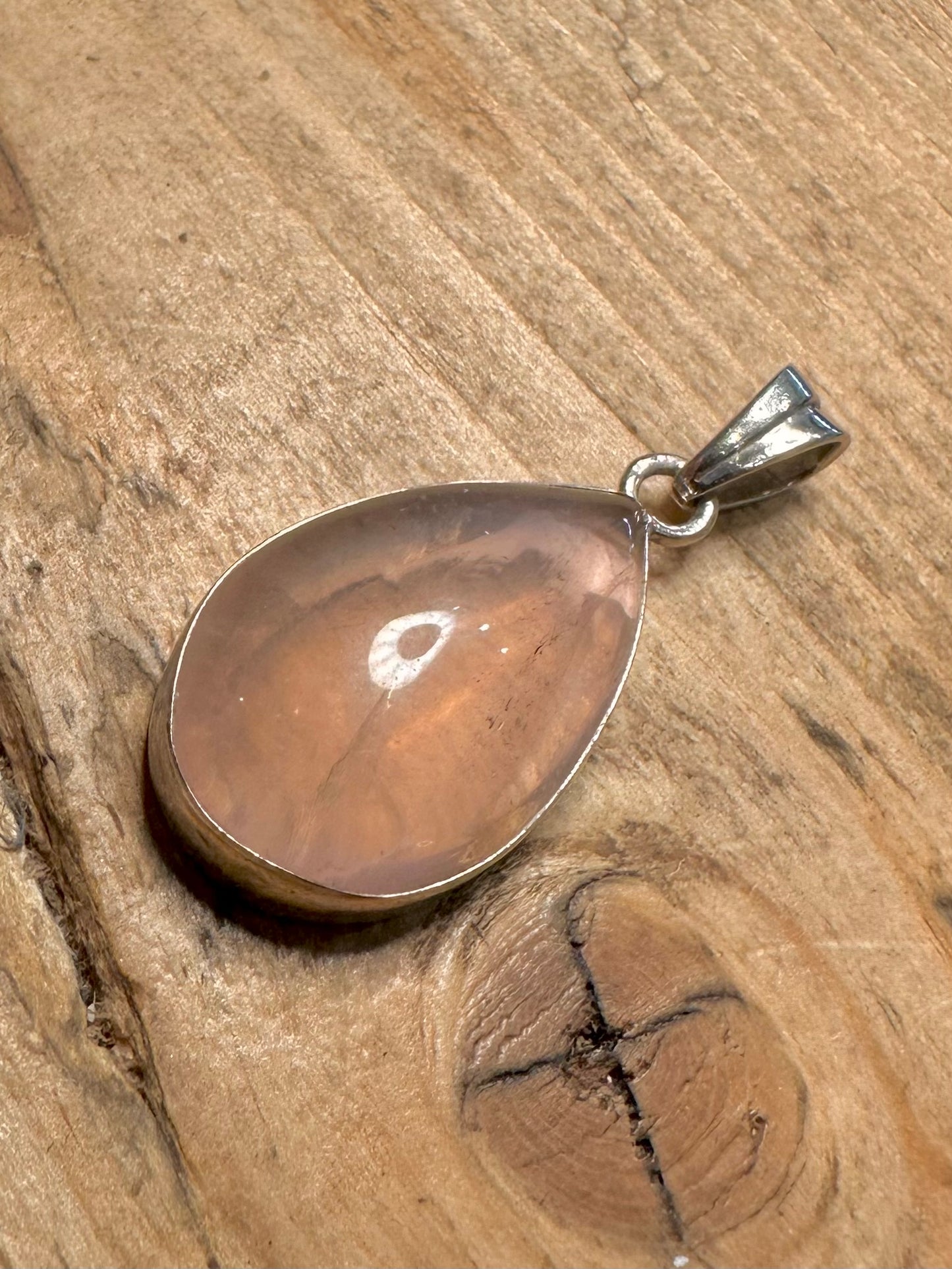 Vintage Rose Quarts 925 Silver Pendant