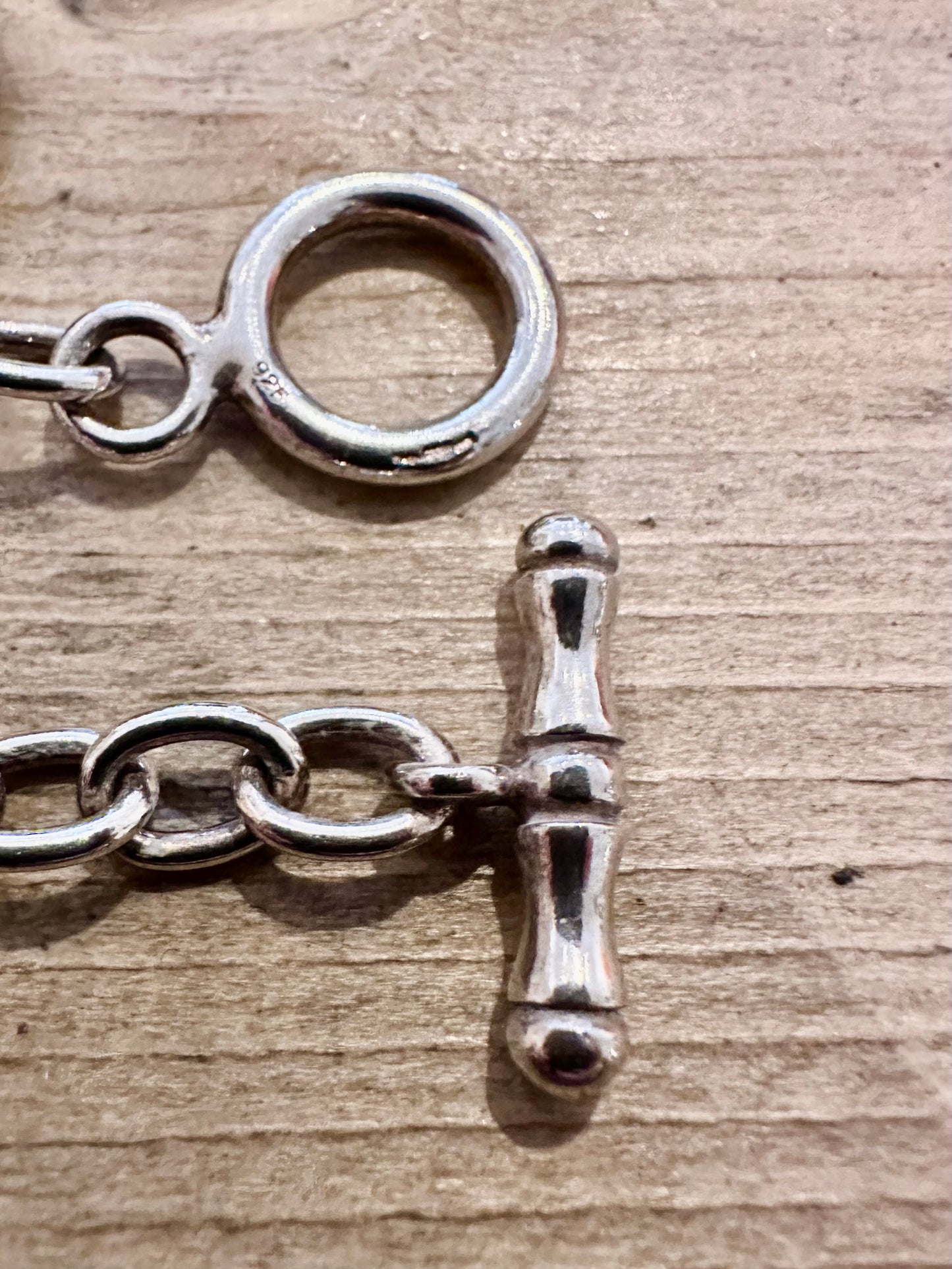 Vintage Belcher Heart T Bar Clasp 925 Silver 7.5 inch Bracelet