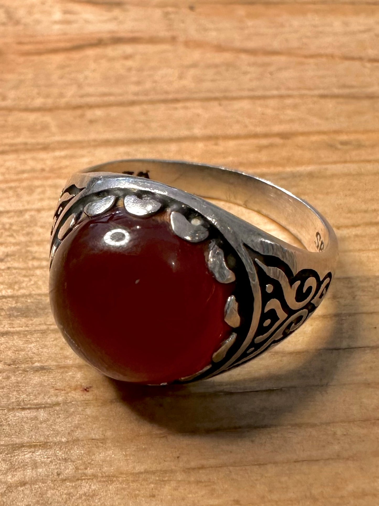 Vintage Carnelian Signet 925 Silver Size R Ring