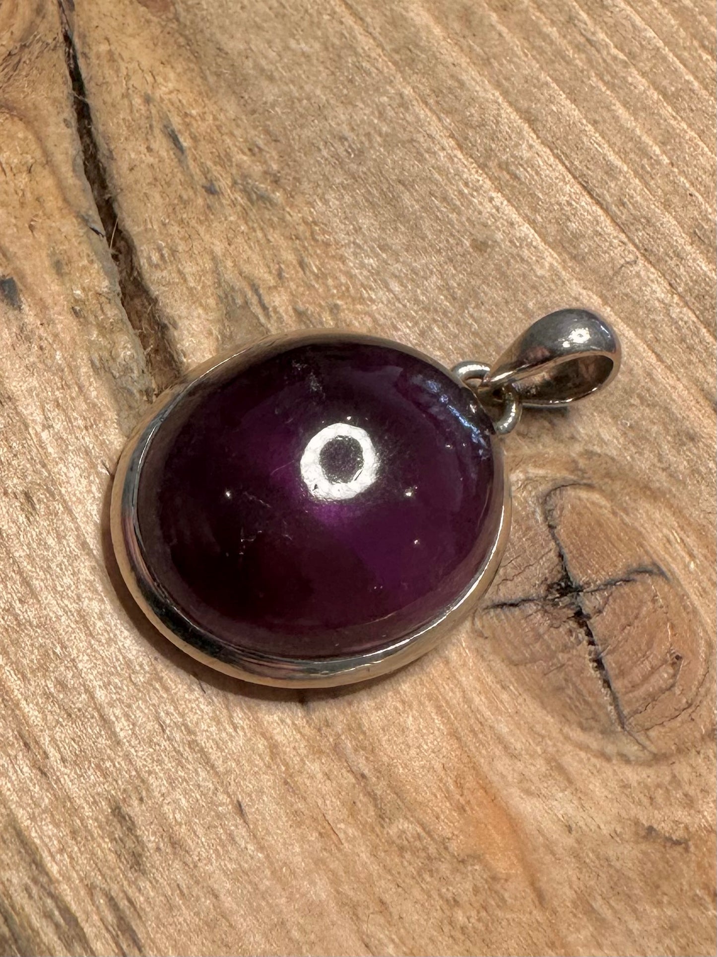 Vintage Oval Amethyst 925 Silver Pendant
