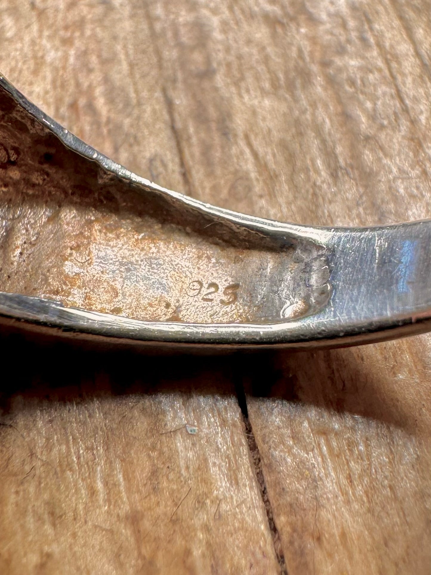 Modernist Perlmutt-Ring aus 925er Sterlingsilber Größe R
