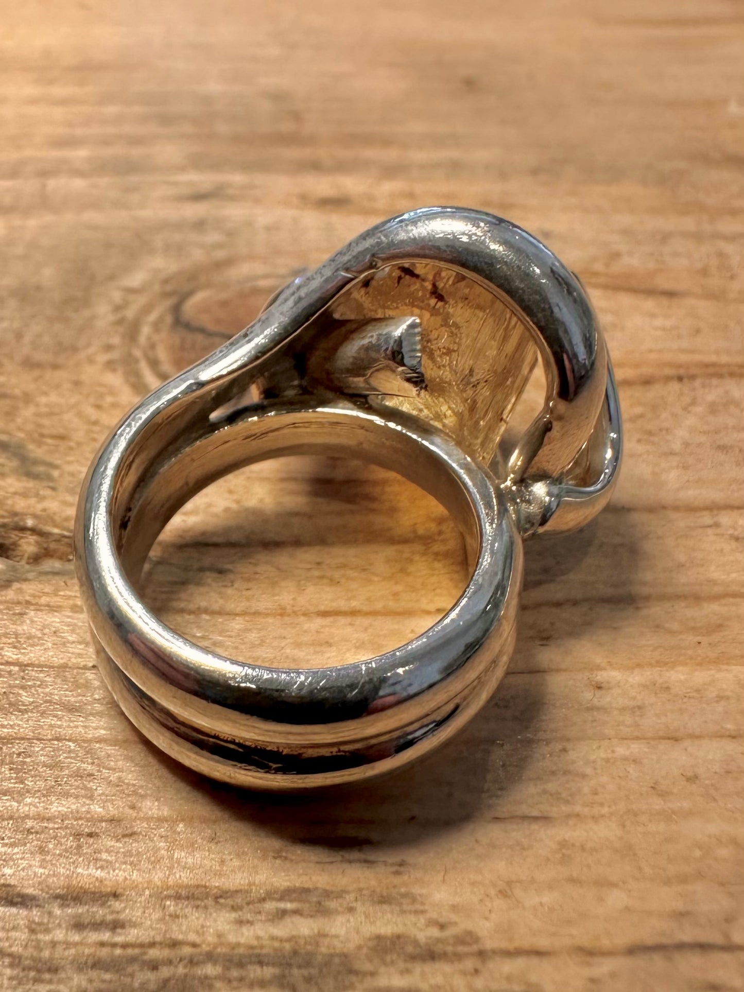 Modernist Abstract Quarts 925 Silver Size L Ring
