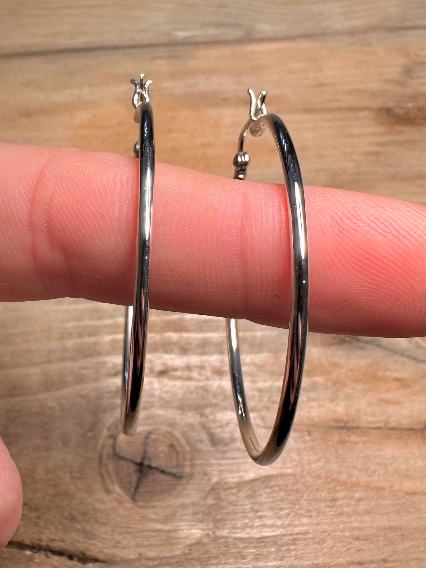 Modern Large Hoops 925 Silver Earrings