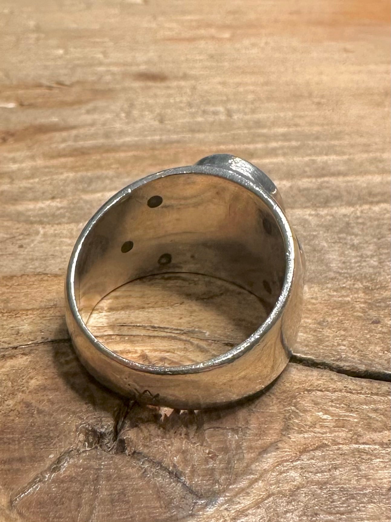 Vintage Blue Oval Chunky 925 Silver Size R Ring