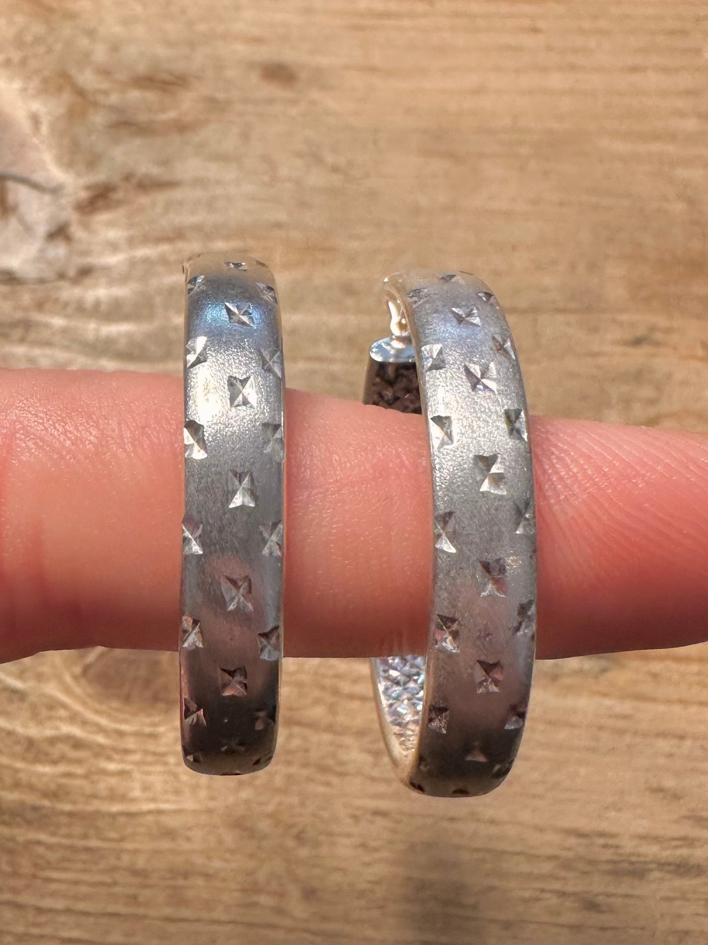 Modern Chunky Textured Hoops 925 Silver Earrings