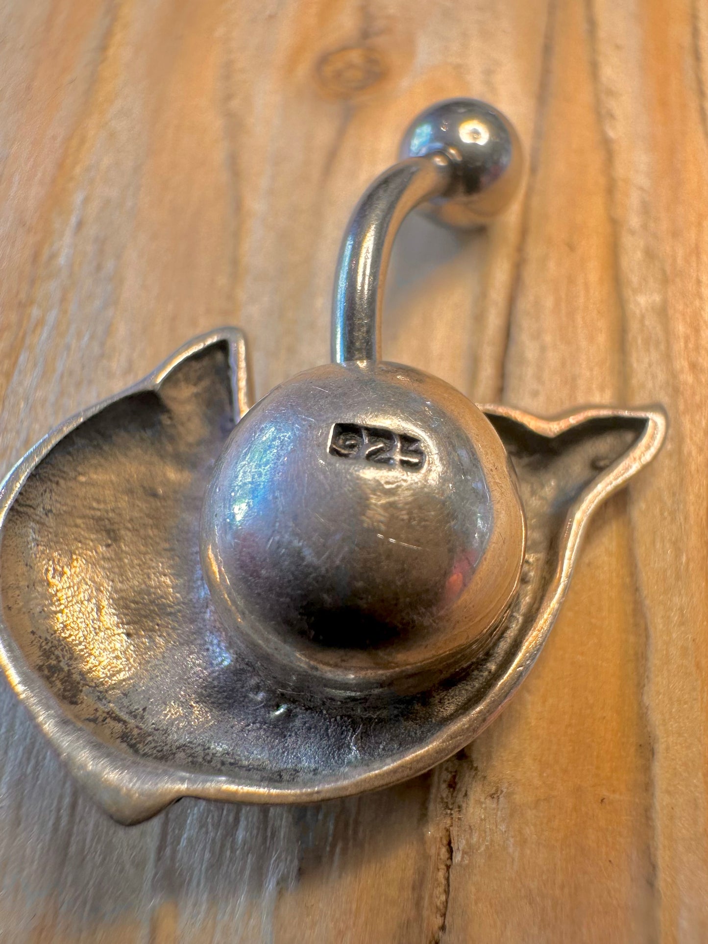 Modernist Dolphin Pink Stones 925 Sterling Silver Belly Bar Body Jewellery