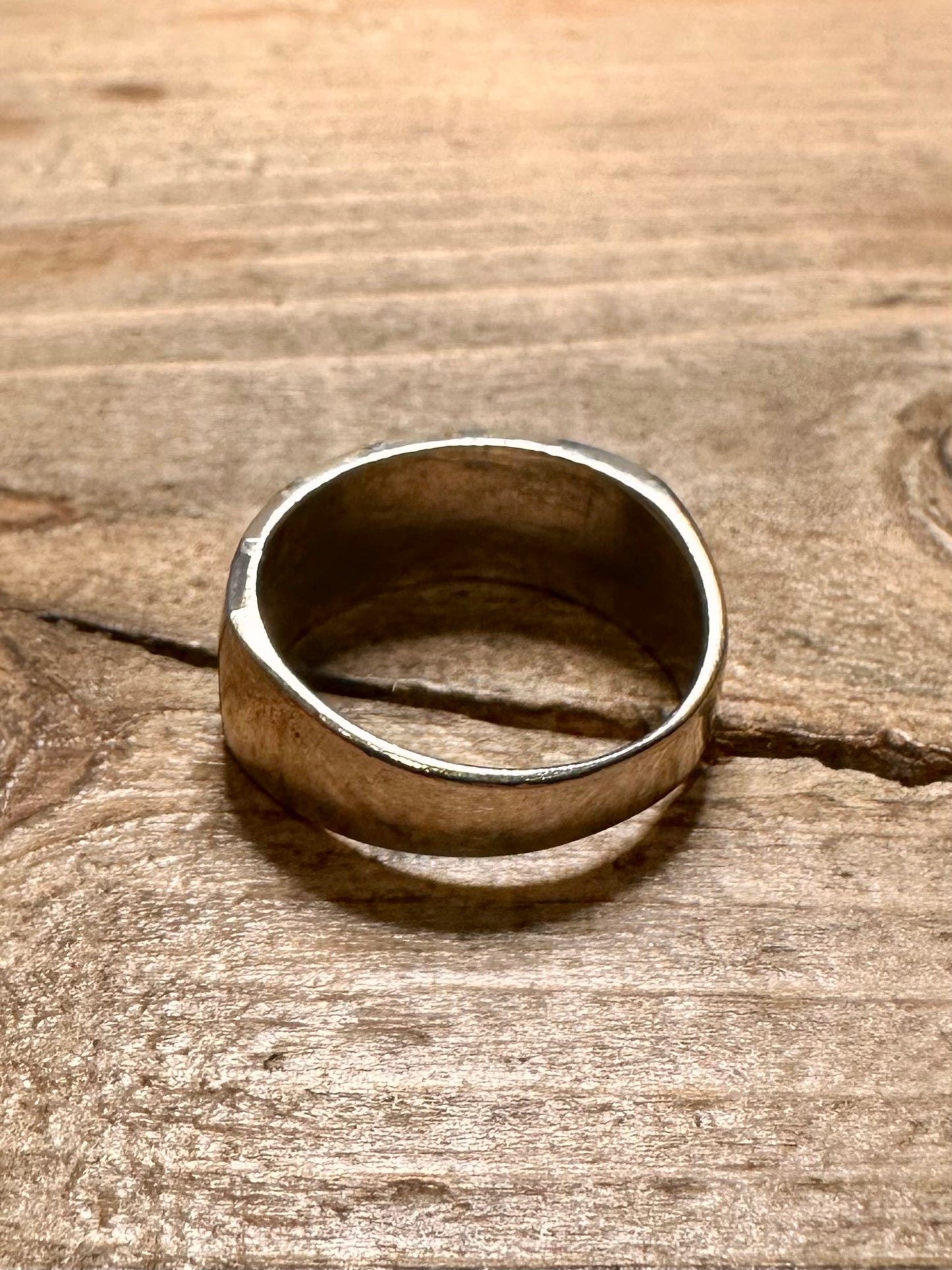Vintage Mother of Pearl Inlay 925 Silver Size P Ring
