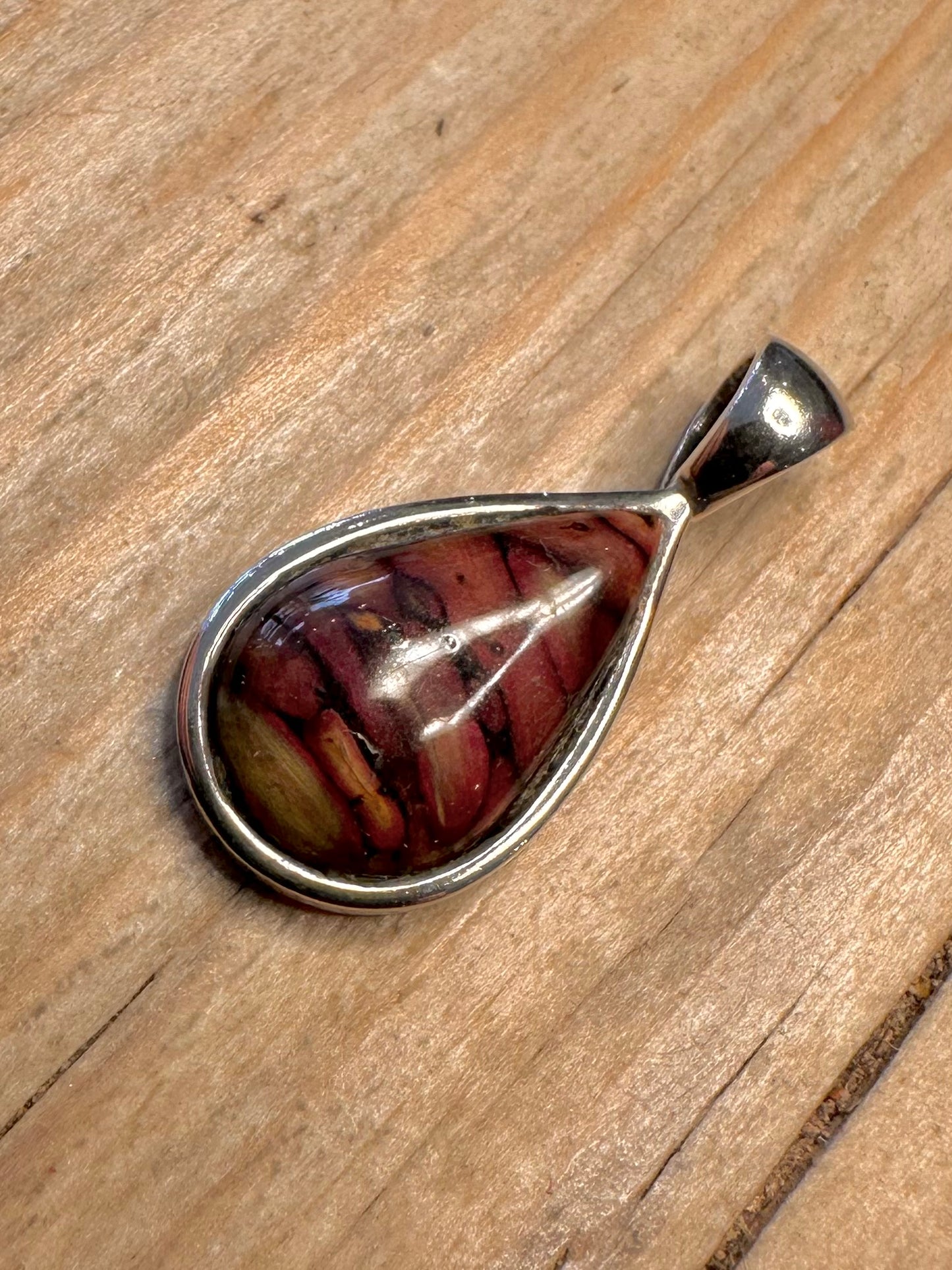 Vintage Jasper Teardrop 925 Sterling Silver Pendant