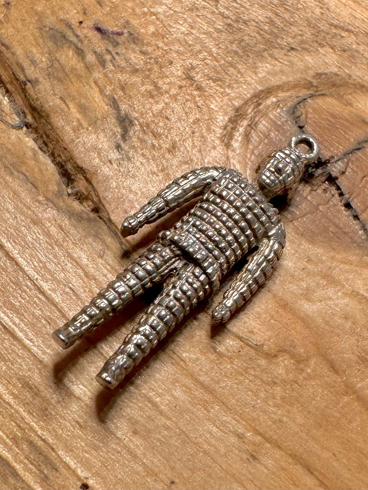 Vintage Textured Man 925 Silver Charm Pendant