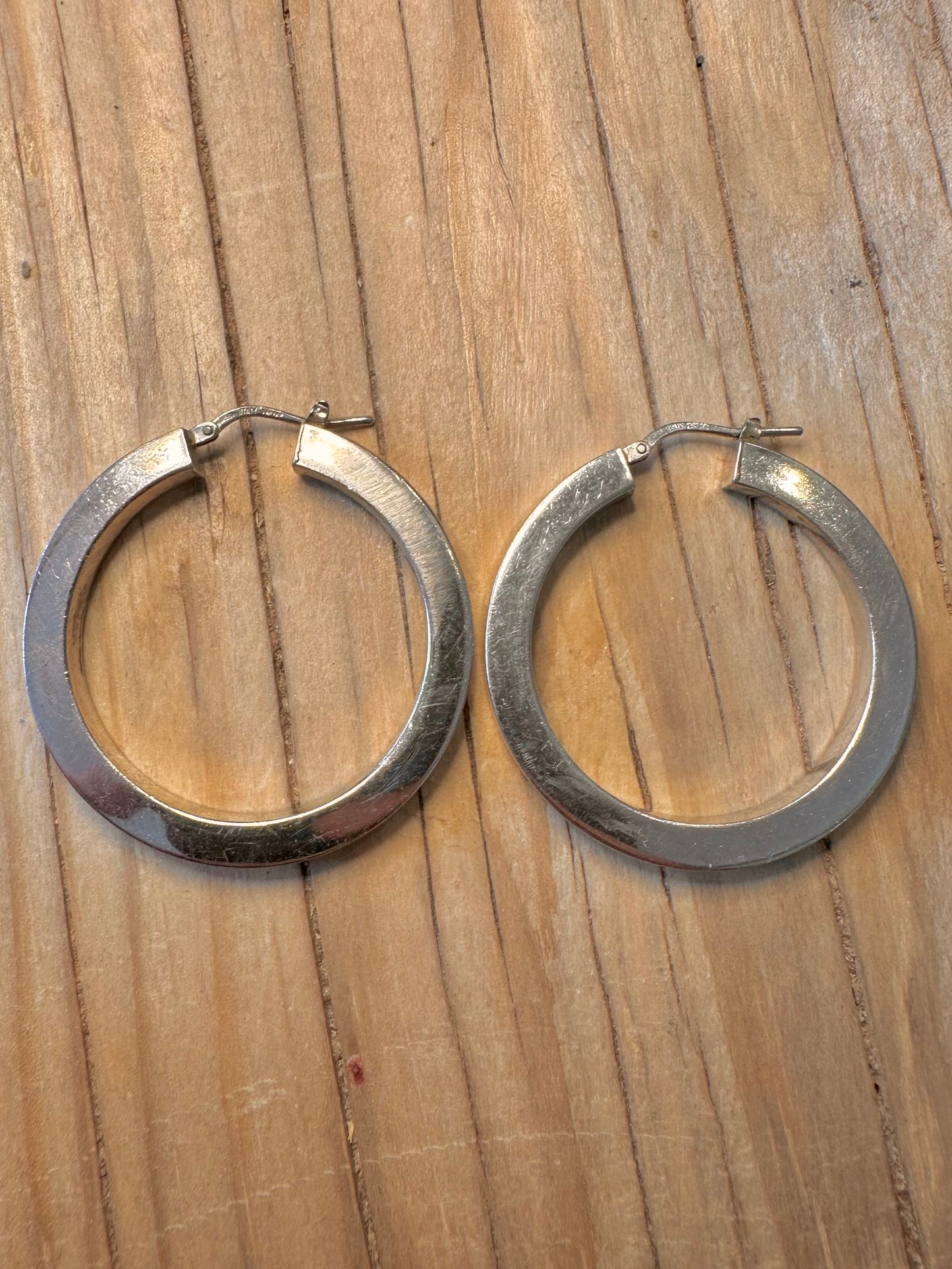 Vintage Chunky Hoops Italian 925 Silver Earrings