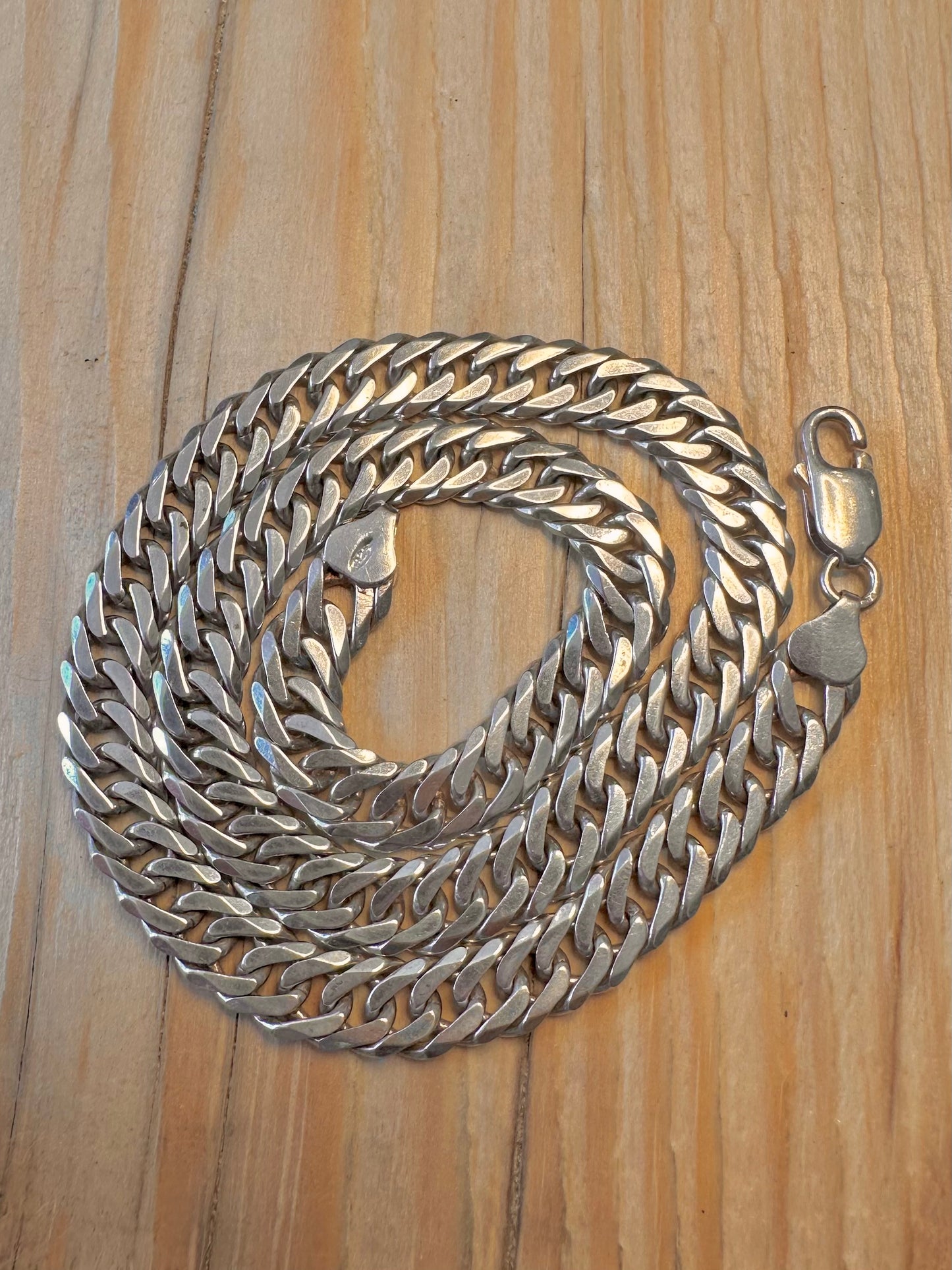 Vintage Double Curb Chain 925 Silver 16.5 inch Necklace
