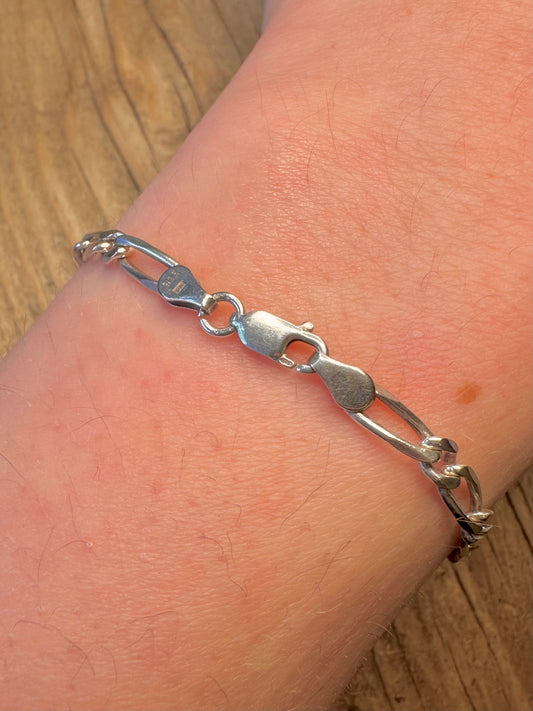 Figaro Chain 925 Sterling Silver 7 inch Bracelet