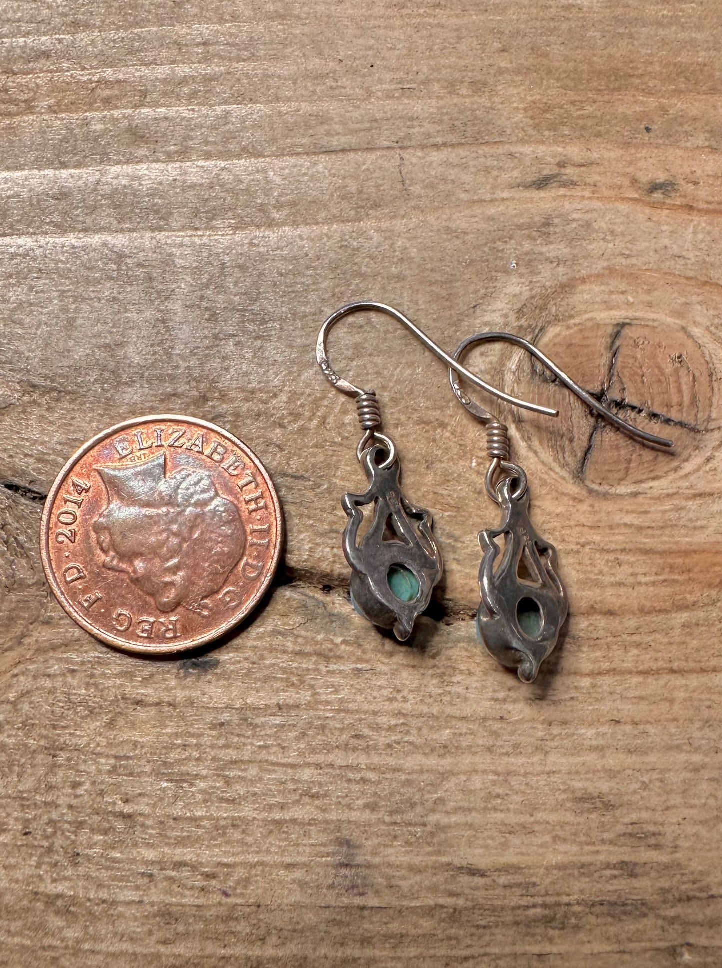 Vintage Turquoise Ornate 925 Silver Earrings