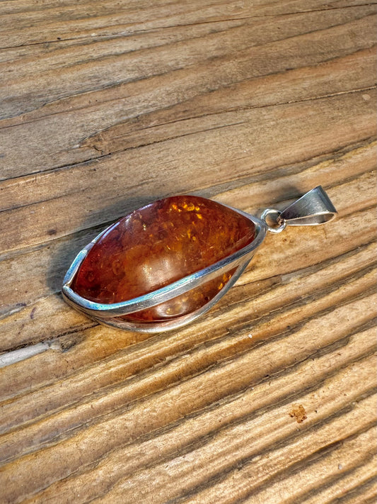 Abstract Amber 925 Sterling Silver Pendant