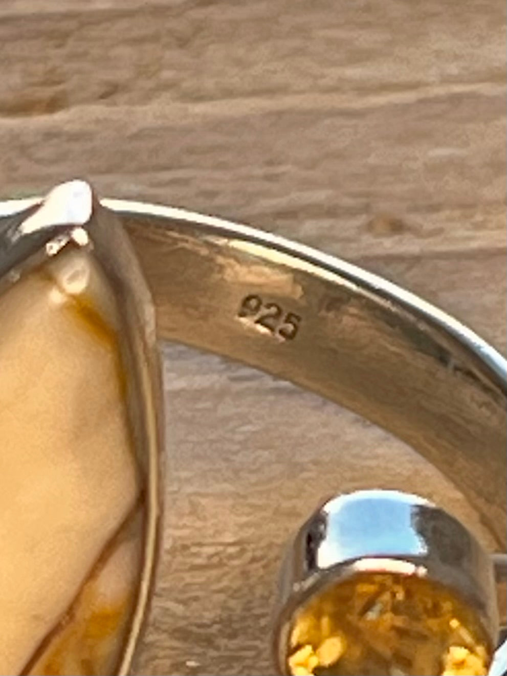 Jasper and Citrine 925 Sterling Silver Size R Ring