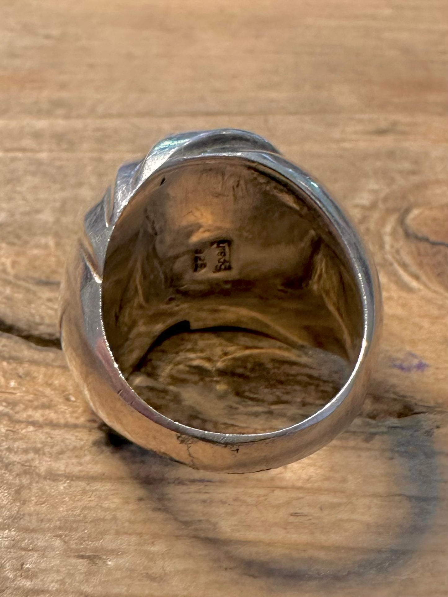 Abstract Chunky Dome 925 Silver Size N Ring