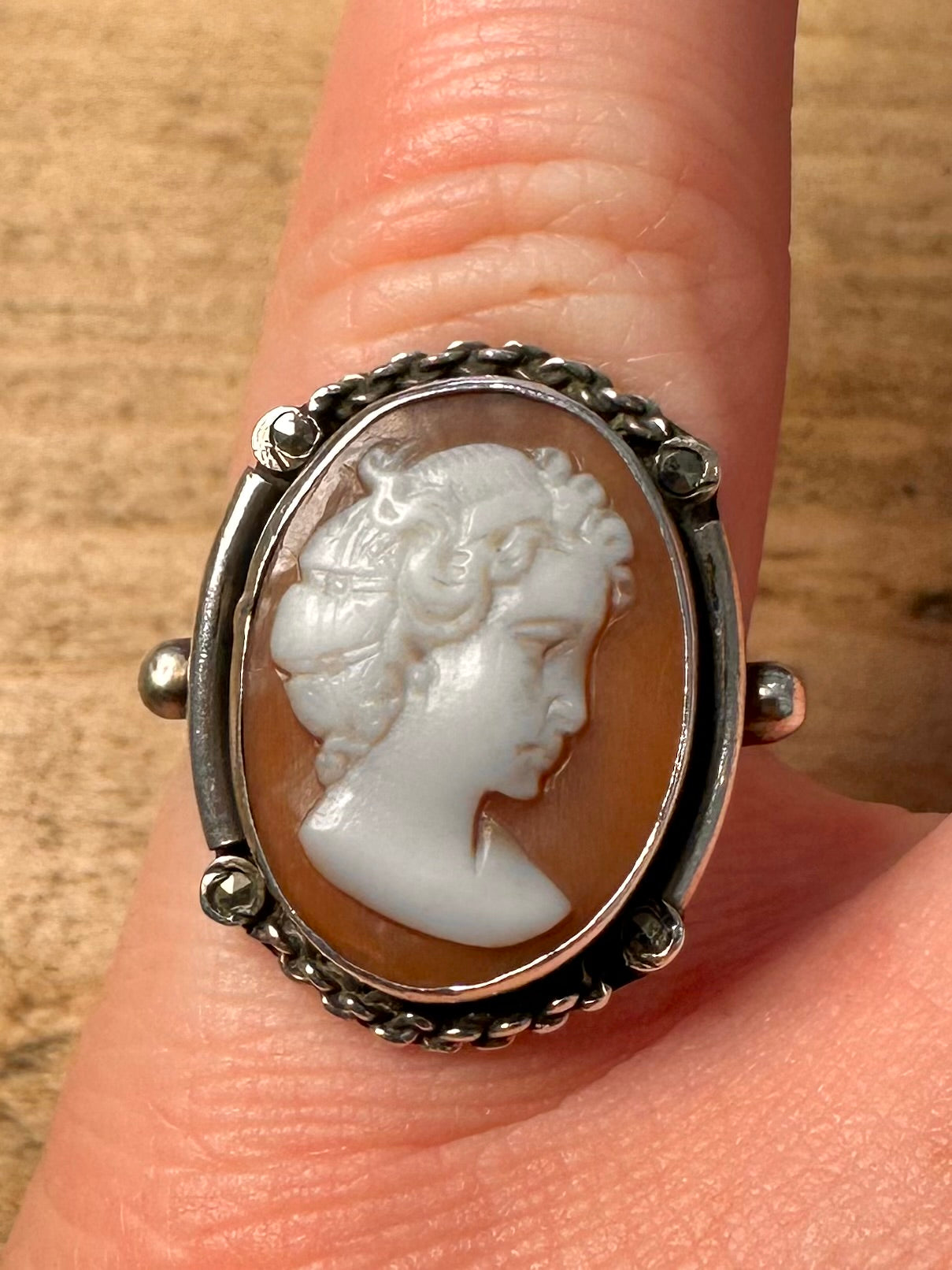 Vintage Cameo 925 Silver Size M Ring