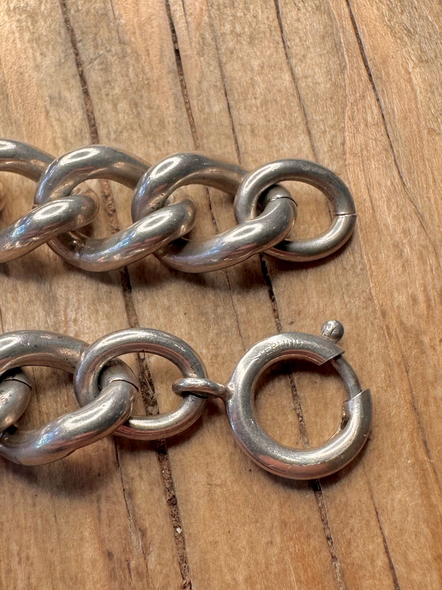 Vintage 1978 Chunky Heavy Identity Curb Chain 925 Sterling Silver 8.2 inch Bracelet