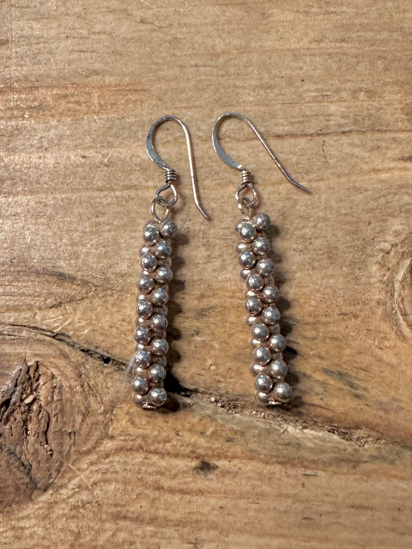 Vintage Ball Dangle 925 Silver Earrings