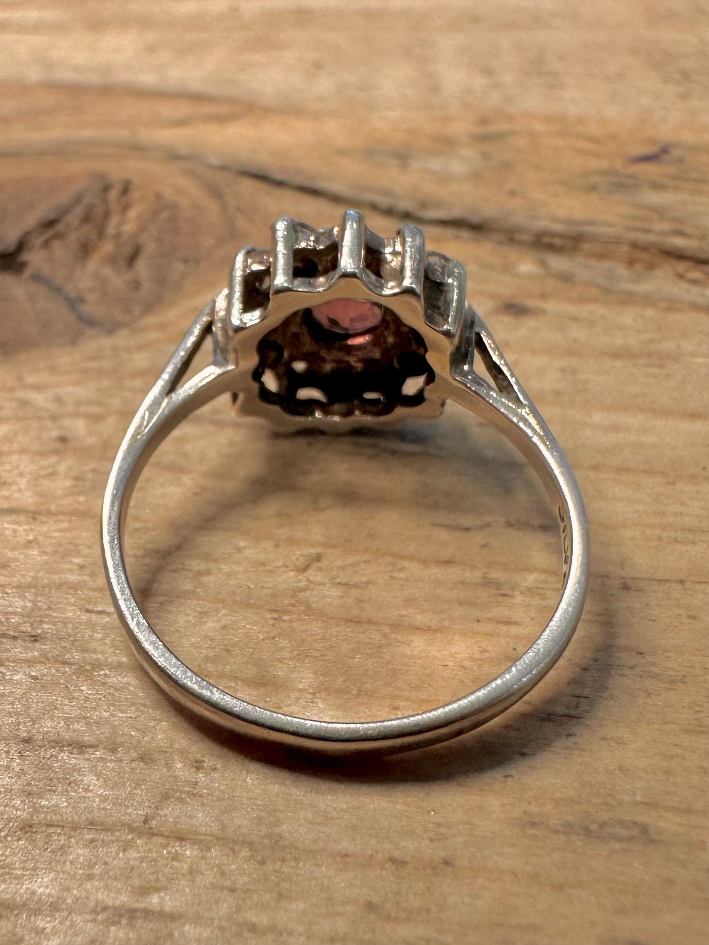 Vintage Amethyst and White Stone 925 Silver Size M Ring