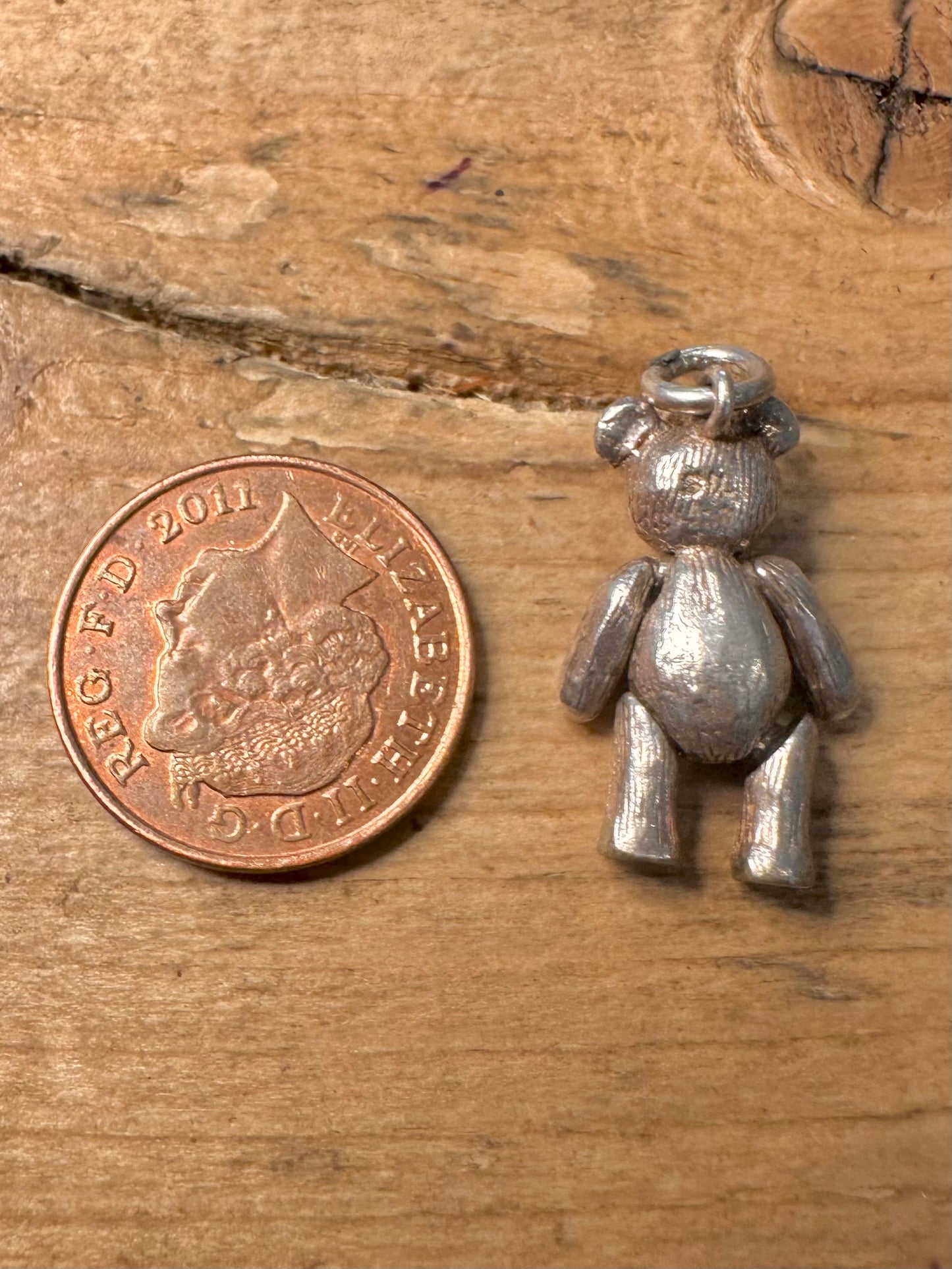 Vintage Articulated Teddy Bear 925 Silver Pendant